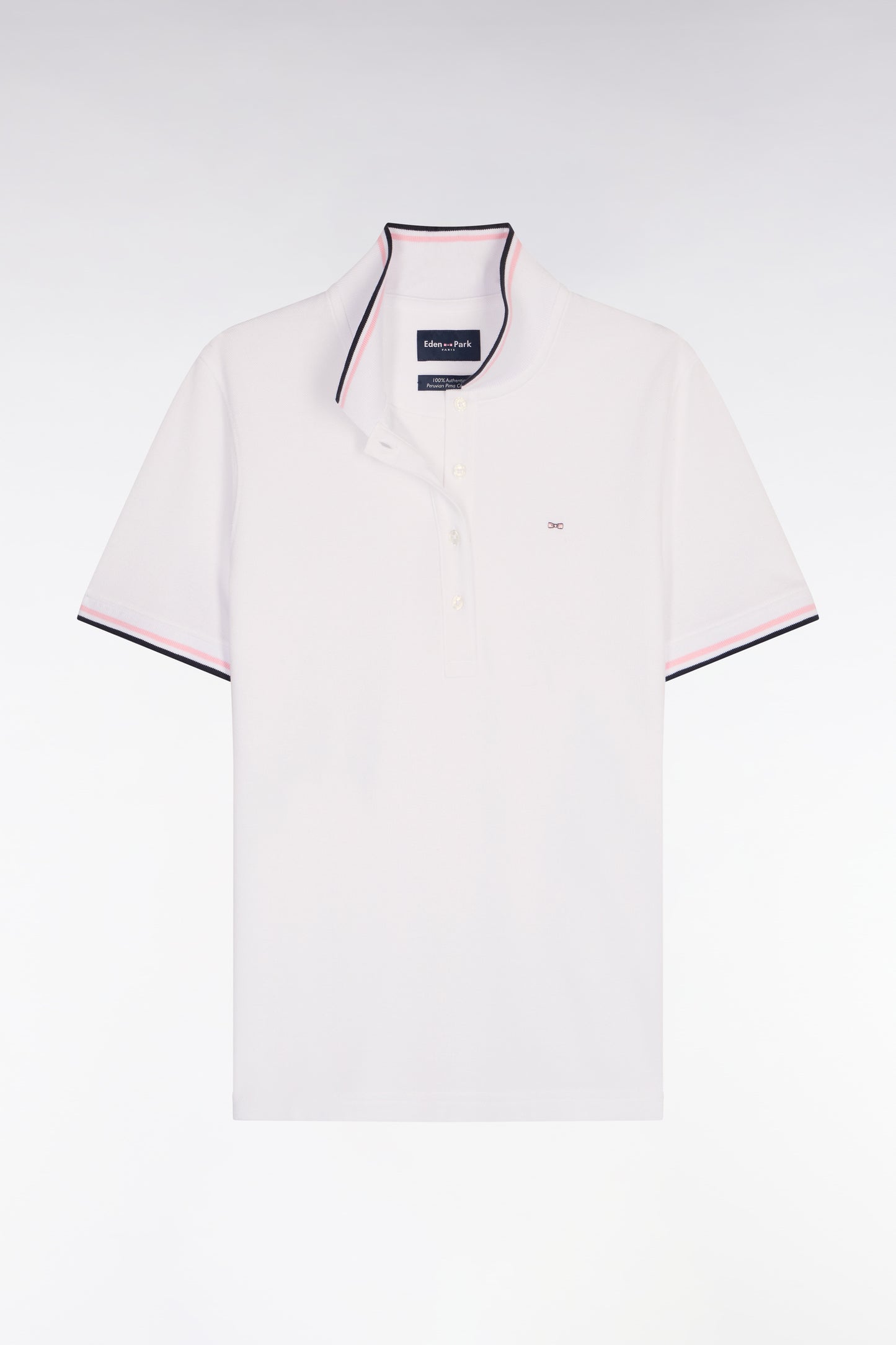 Polo à manches courtes en coton blanc coupe regular