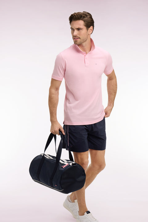 Polo à manches courtes en coton rose clair coupe regular - Image 1