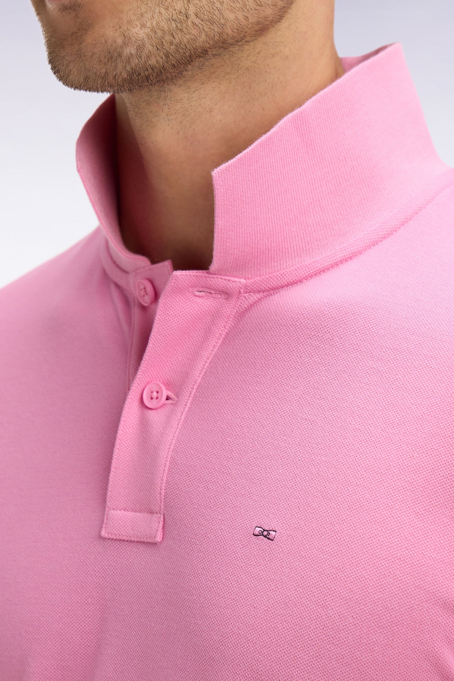 Polo à manches courtes en coton rose coupe regular