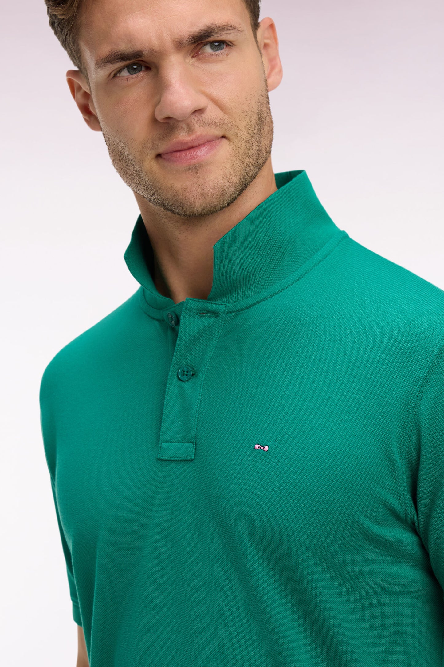 Polo à manches courtes en coton vert foncé coupe regular