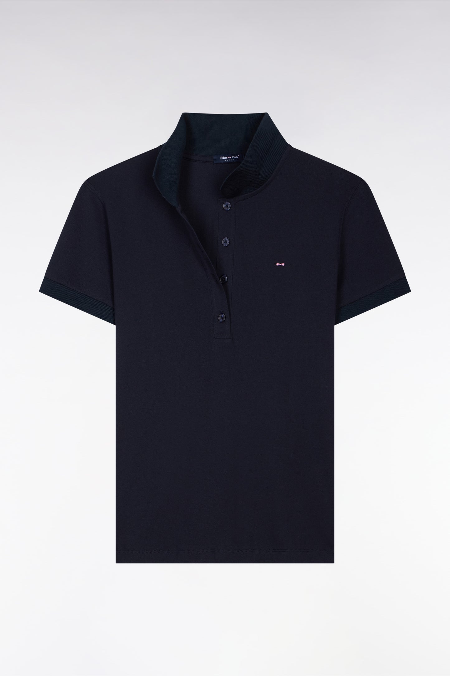 Polo à manches courtes en coton stretch marine