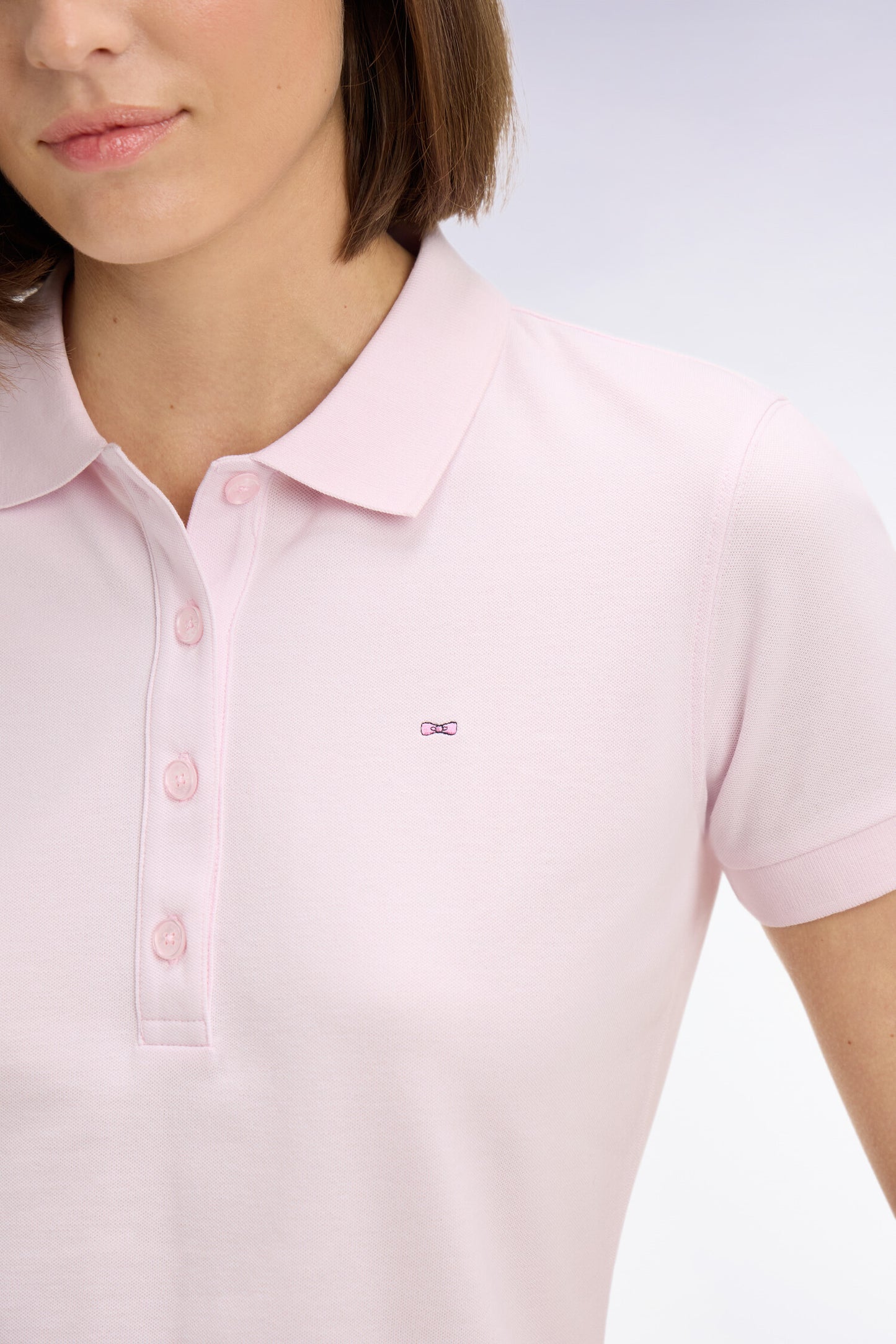 Polo à manches courtes en coton stretch rose