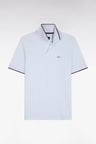 Polo manches courtes en coton ciel détails rayés coupe regular