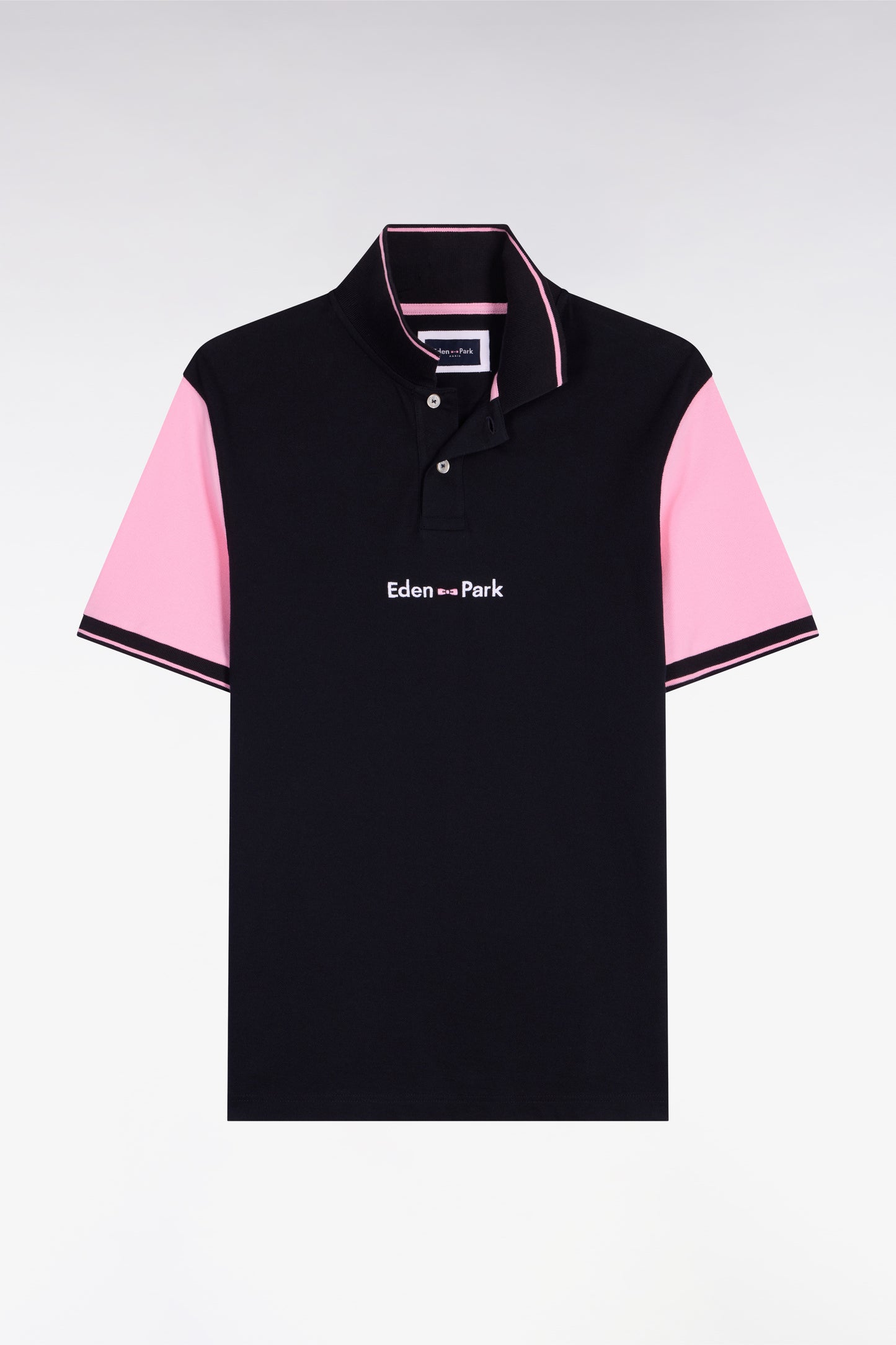 Polo à manches courtes en coton marine broderie Eden Park coupe regular