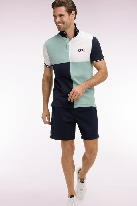 Polo à manches courtes en coton vert d'eau à cadrans coupe regular - Image 1