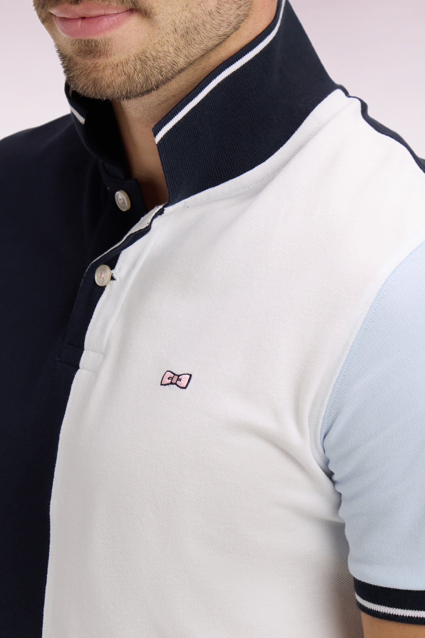 Polo à manches courtes en coton bicolore