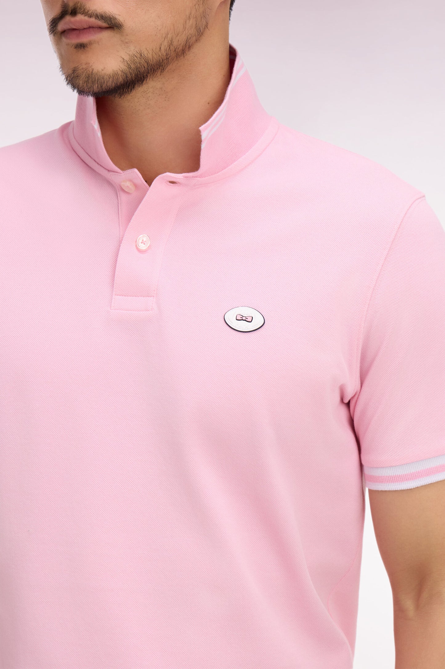 Polo à manches courtes en coton rose