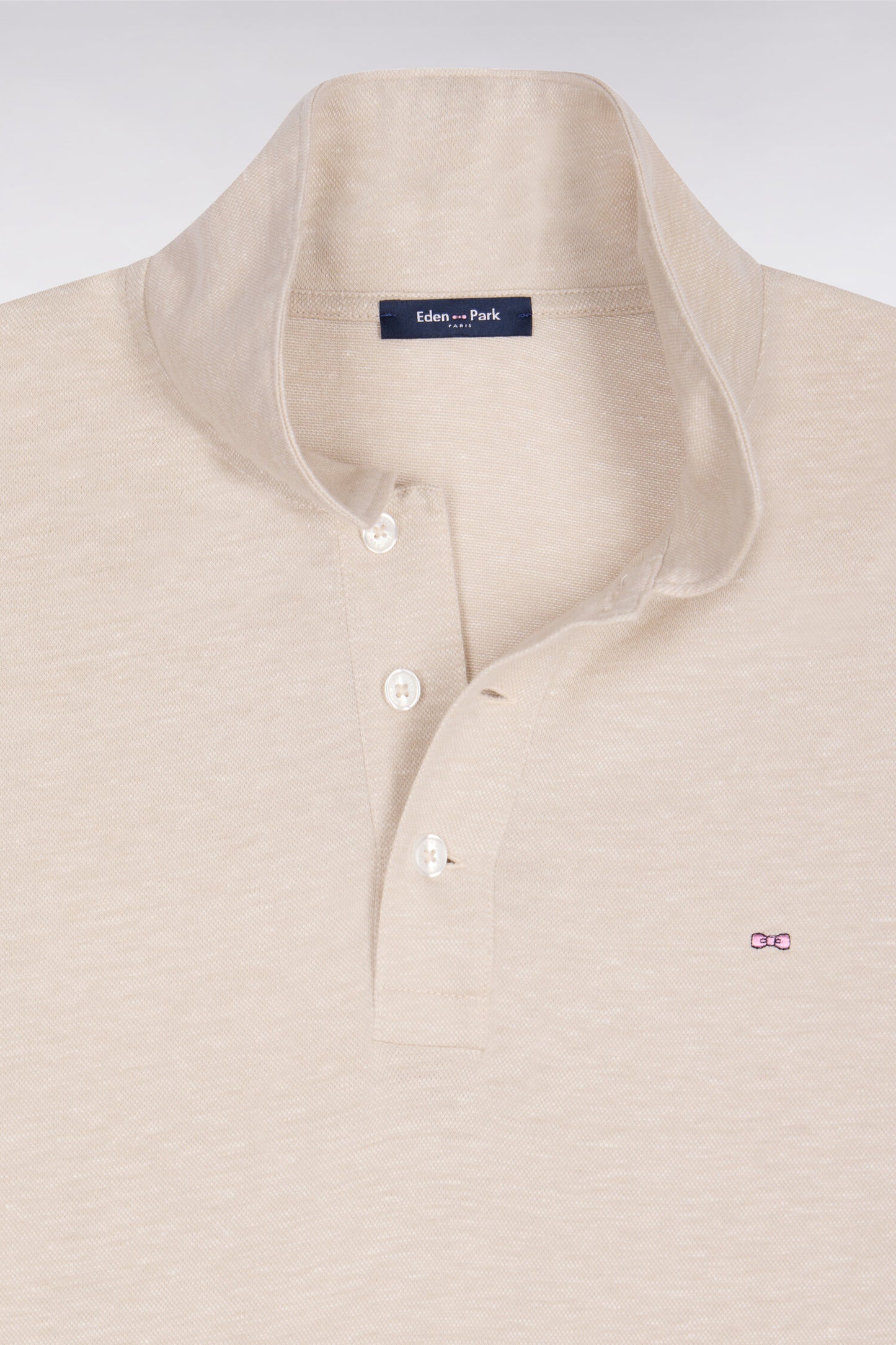 Polo à manches courtes en Oxford écru coupe regular