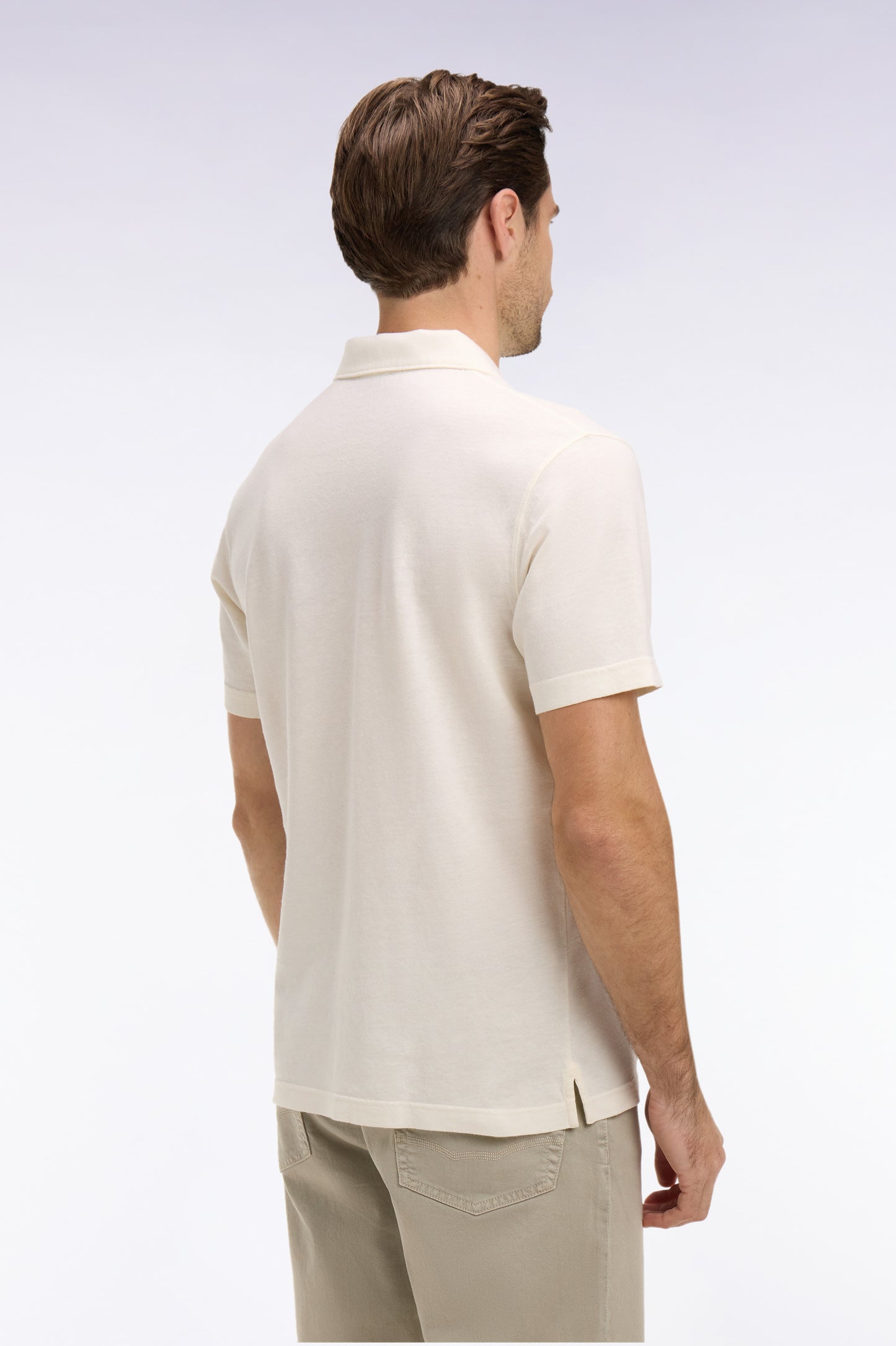 Polo à manches courtes en Oxford ivoire coupe regular