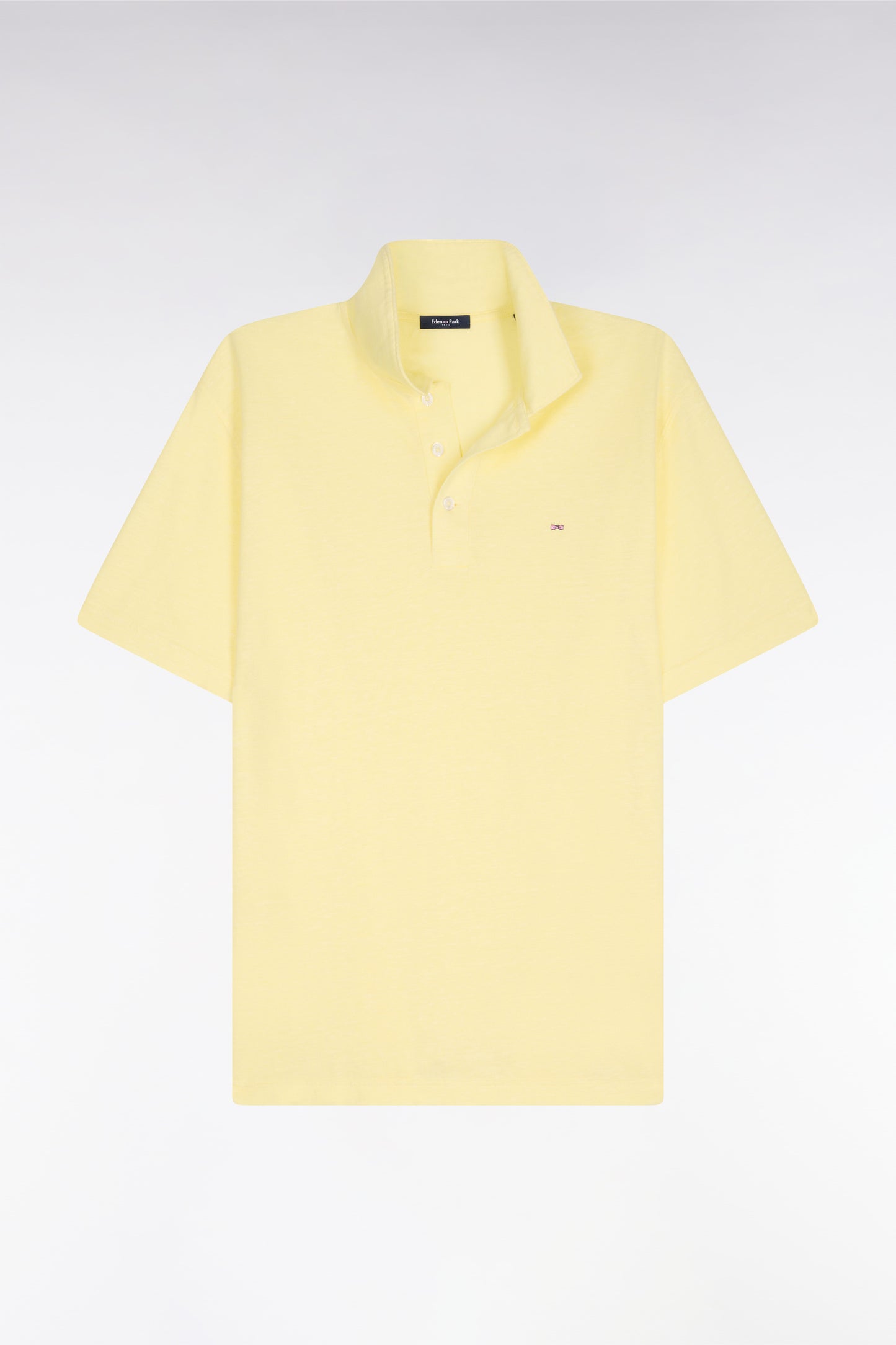 Regular fit yellow Oxford short-sleeved polo shirt