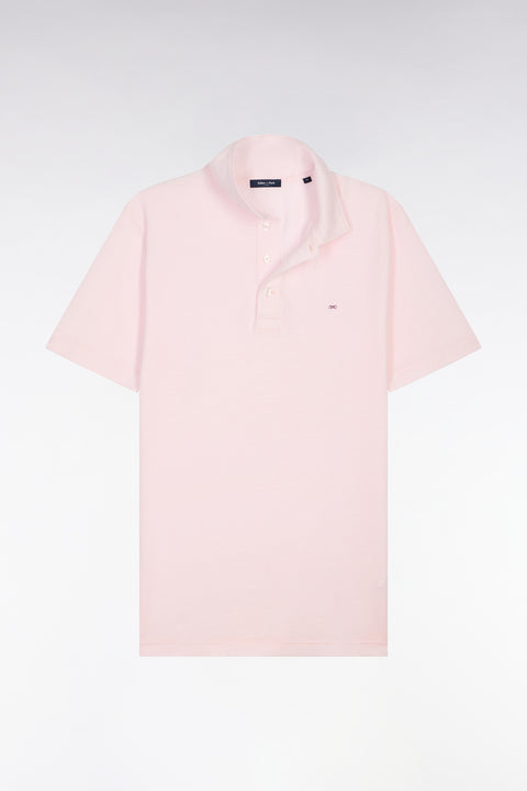 Regular fit pink Oxford short sleeve polo shirt - Image 2