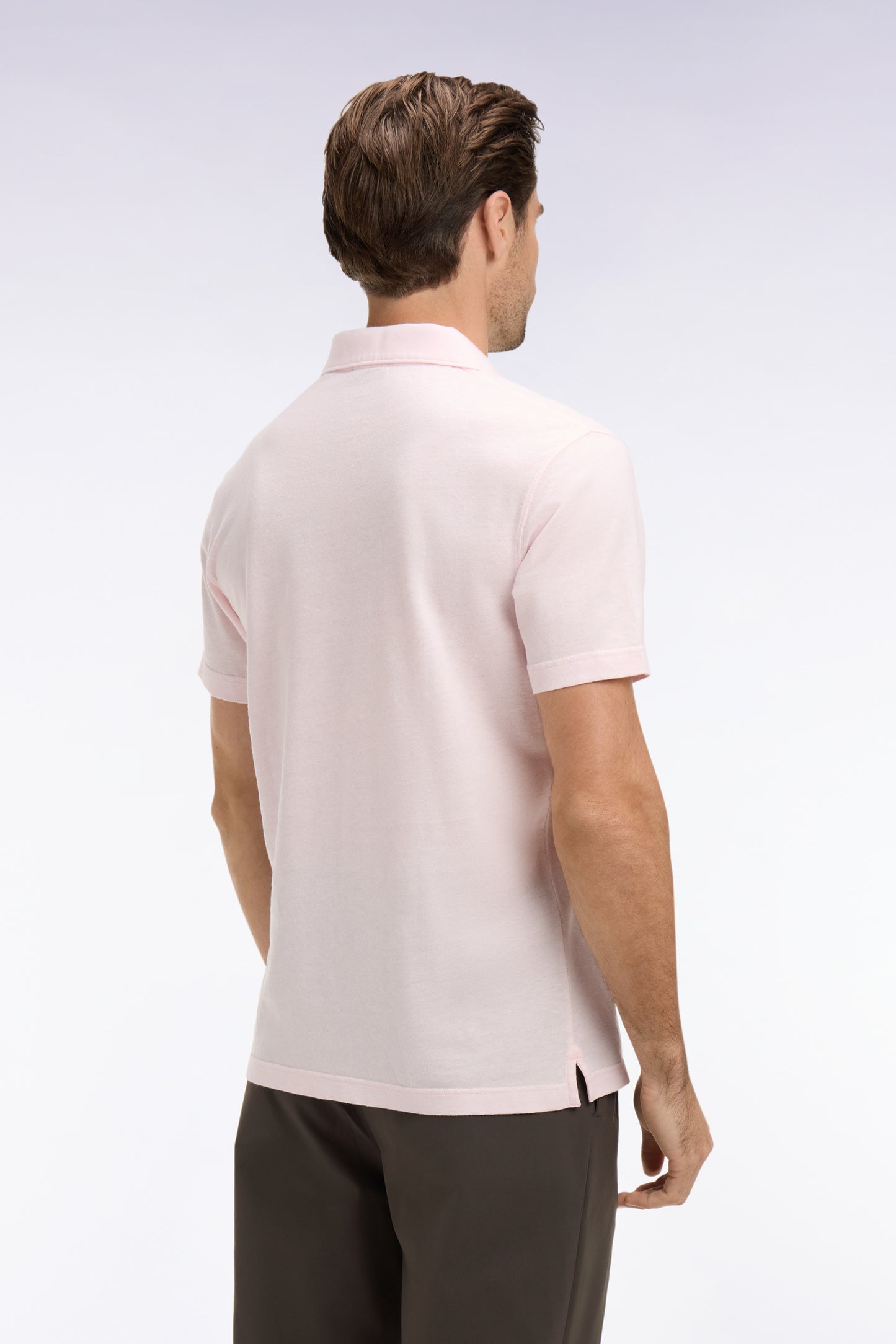 Regular fit pink Oxford short sleeve polo shirt