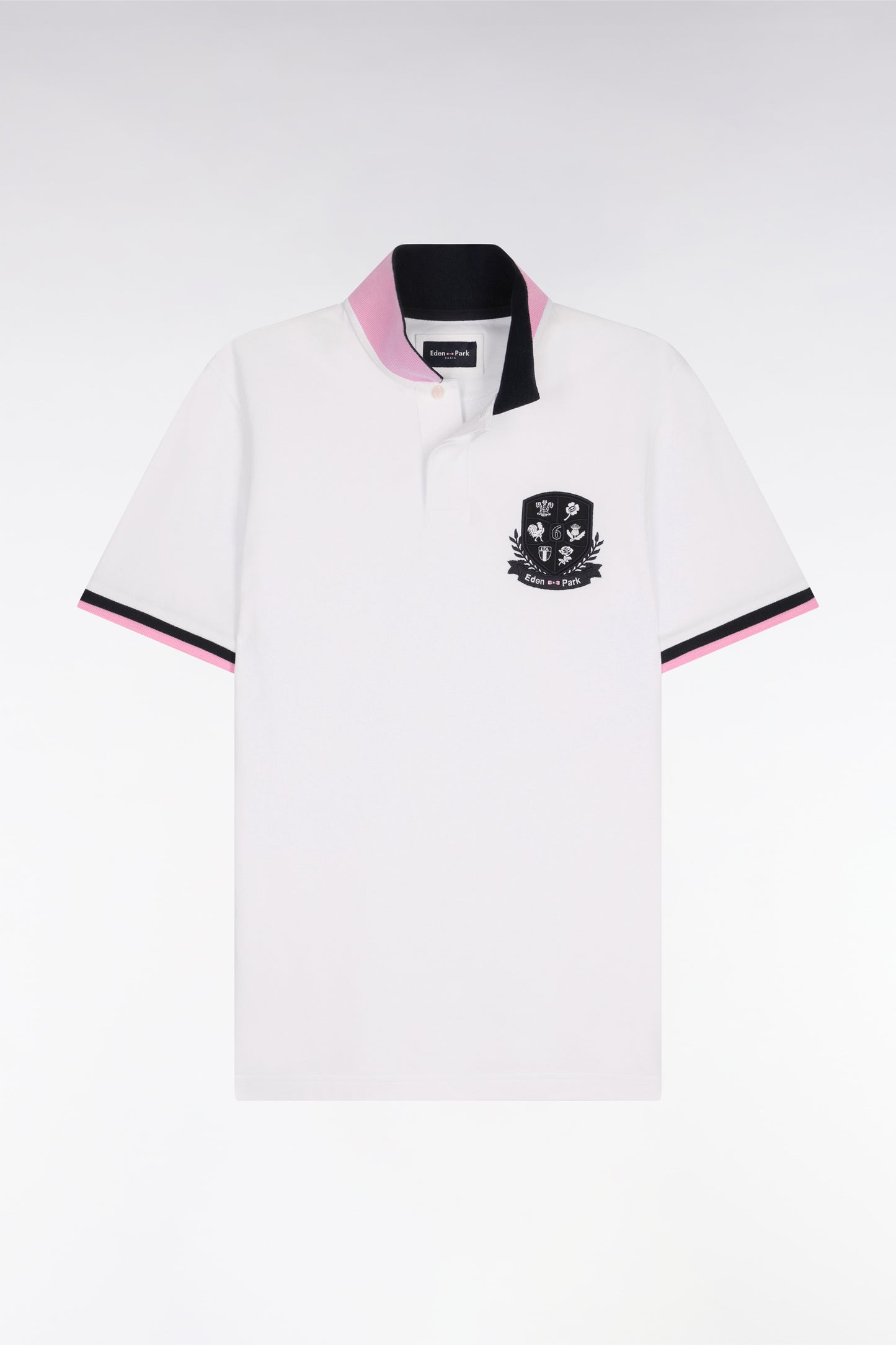 Polo à manches courtes 6 Nations en piqué coton blanc