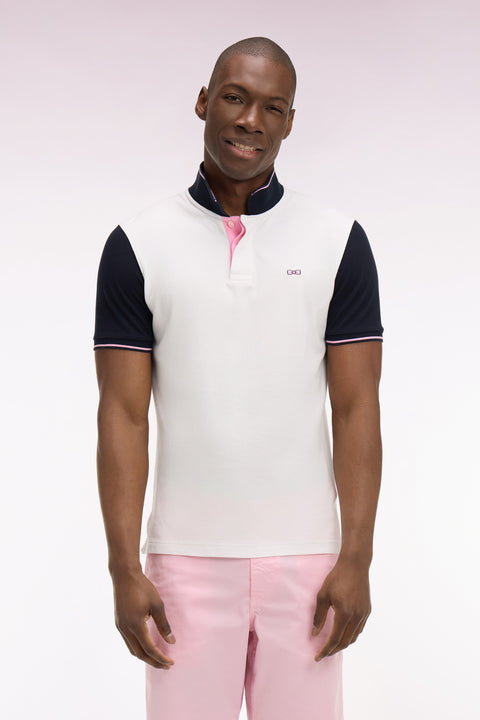 Polo à manches courtes en piqué coton blanc broderie dos - Image 3