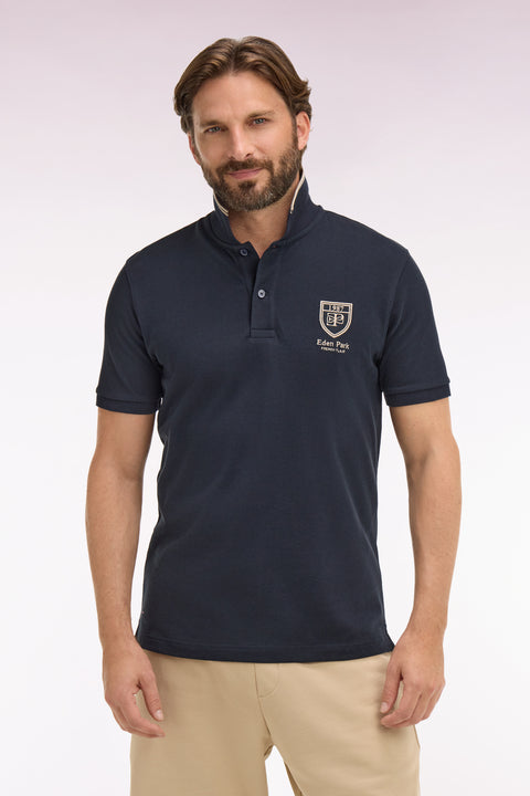 Polo à manches courtes en piqué coton marine écusson EP - Image 3