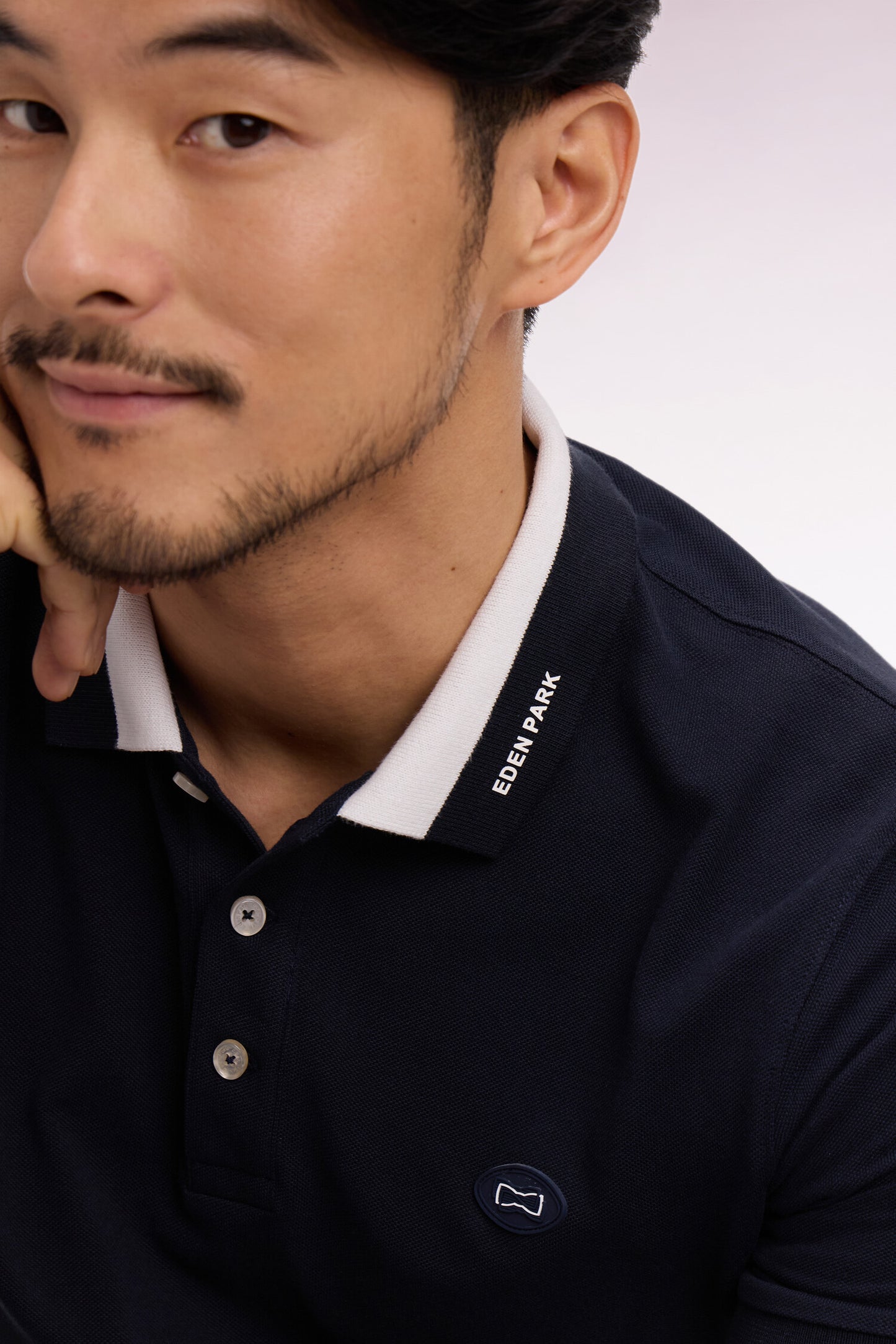 Polo à manches courtes en piqué coton marine coupe regular