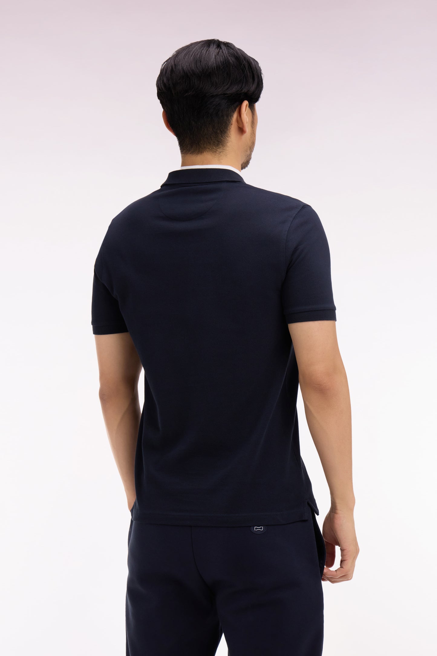 Polo à manches courtes en piqué coton marine coupe regular