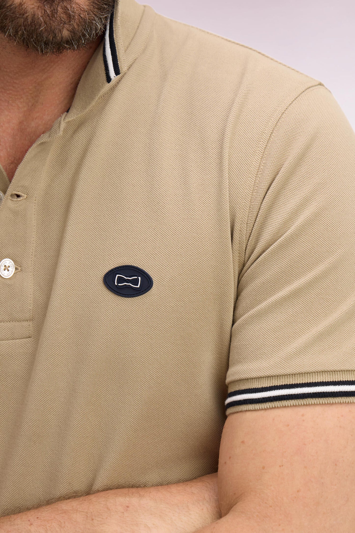 Polo à manches courtes en coton beige