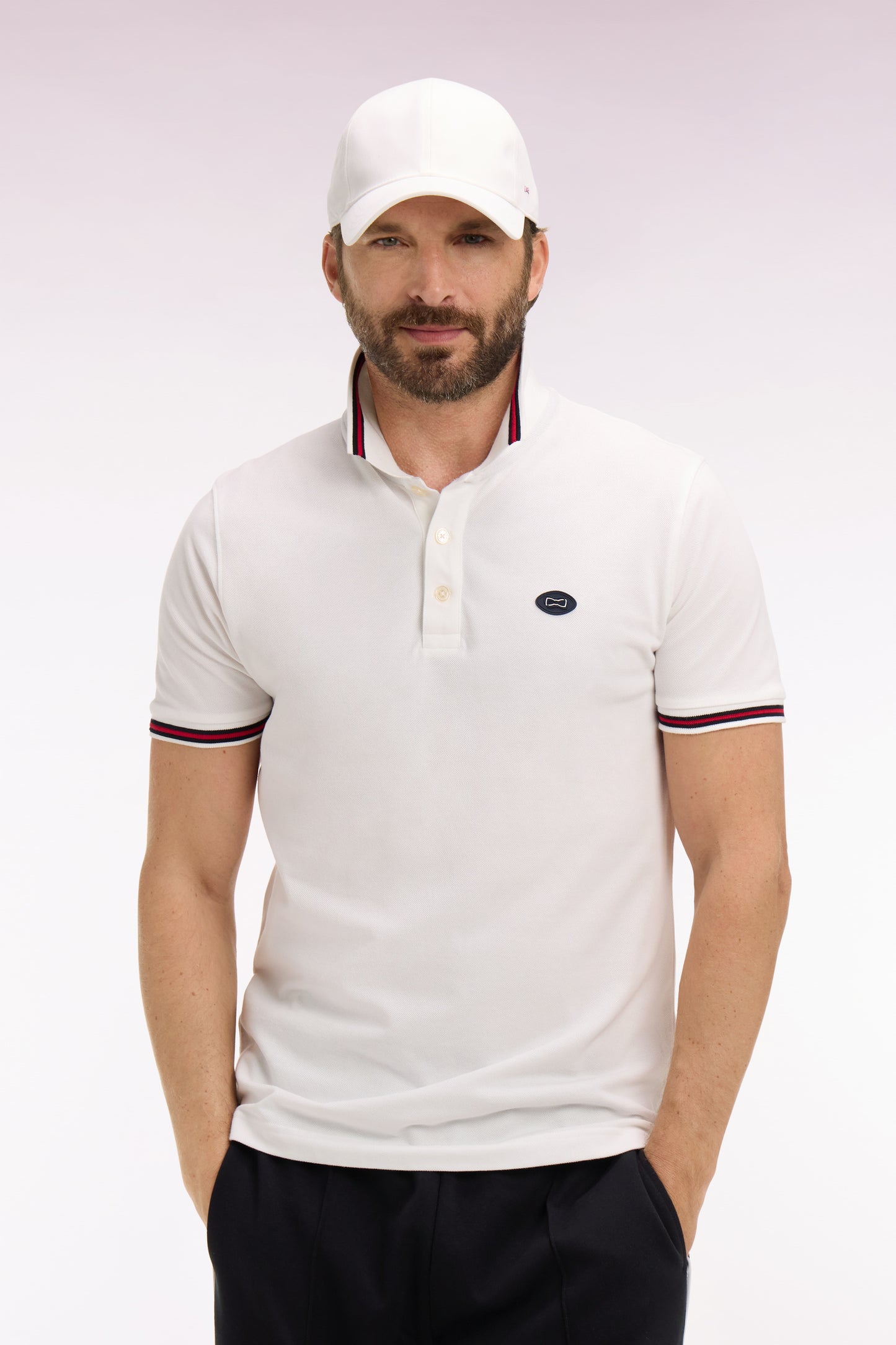 Polo à manches courtes en coton blanc