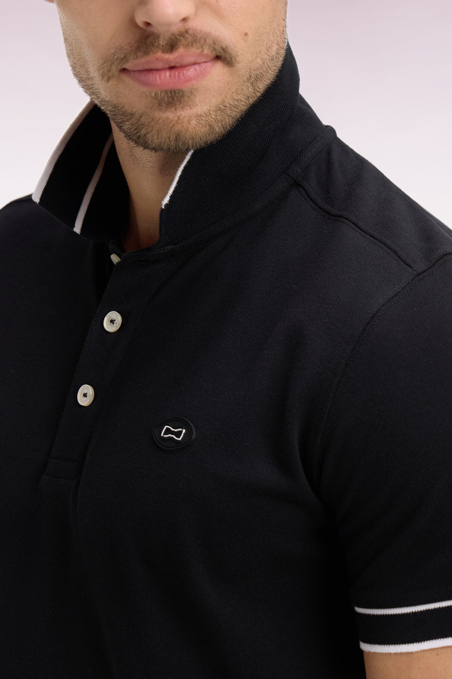 Polo à manches courtes en piqué coton noir