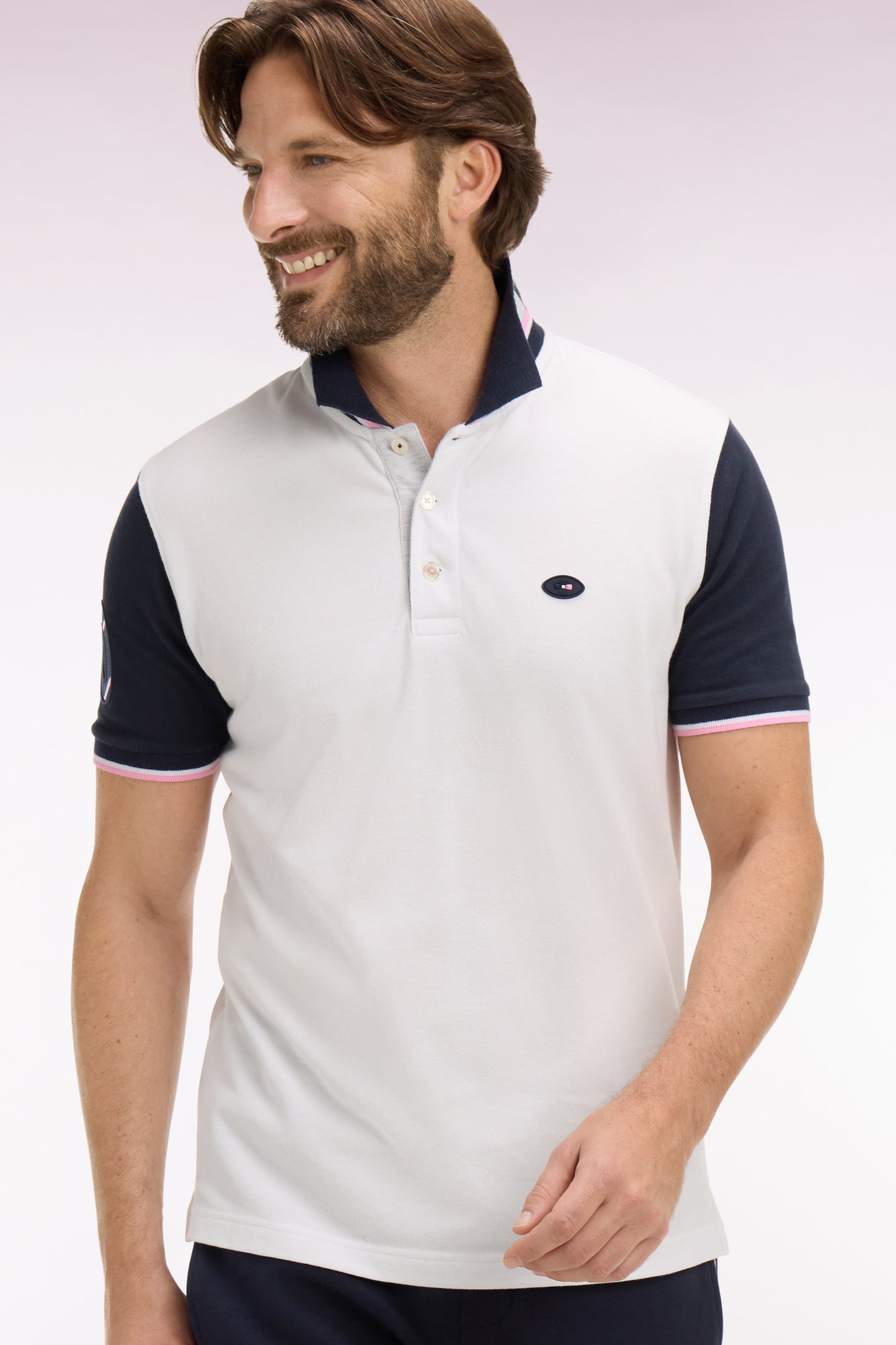 Polo à manches courtes XV de France en piqué coton blanc France