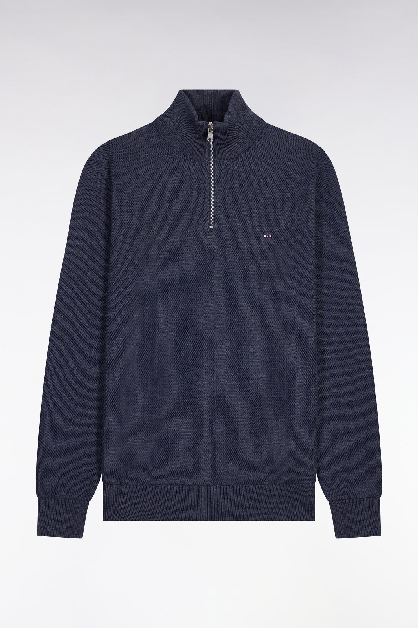 Dark blue cotton trucker neck sweater