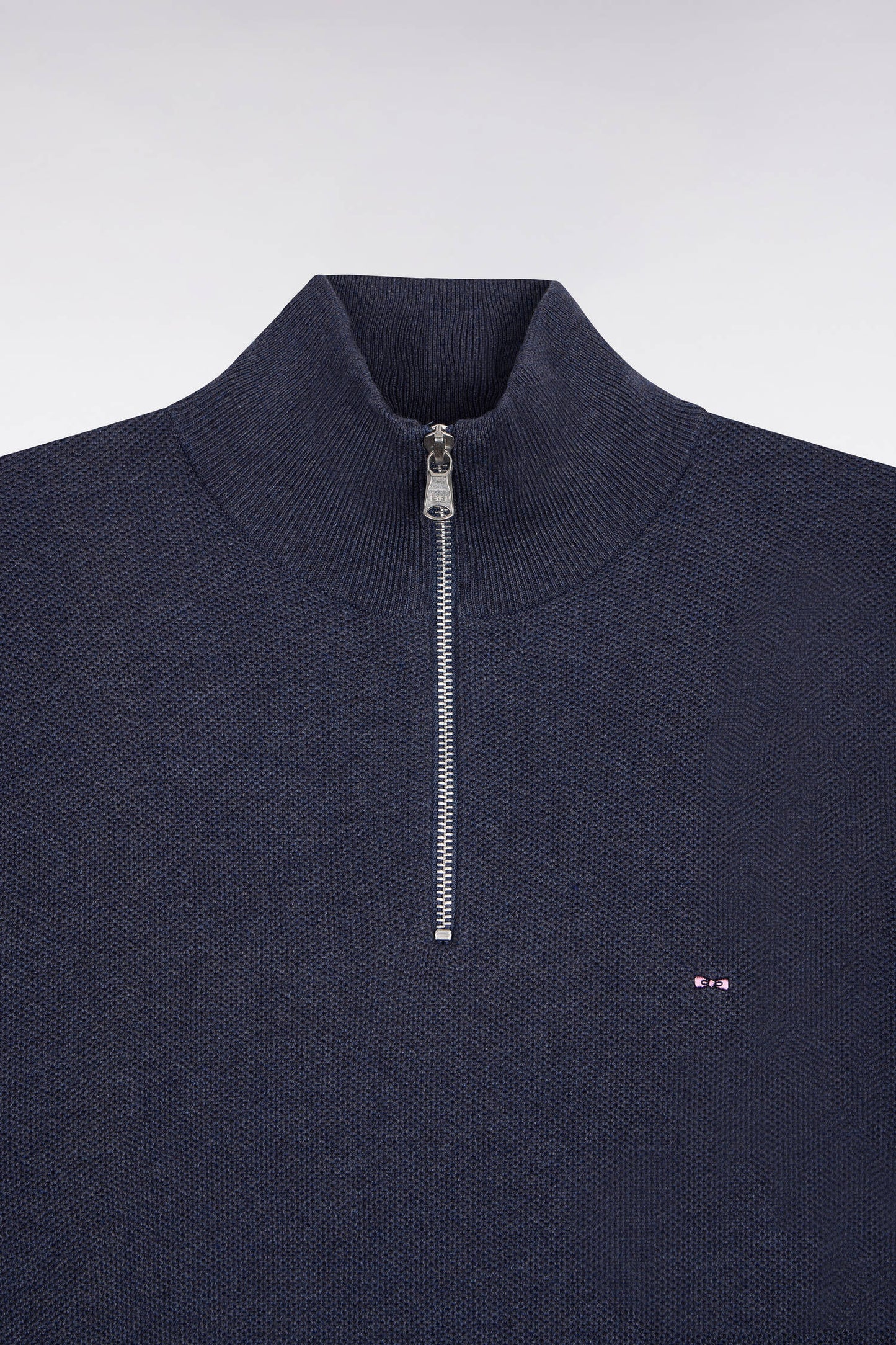 Dark blue cotton trucker neck sweater