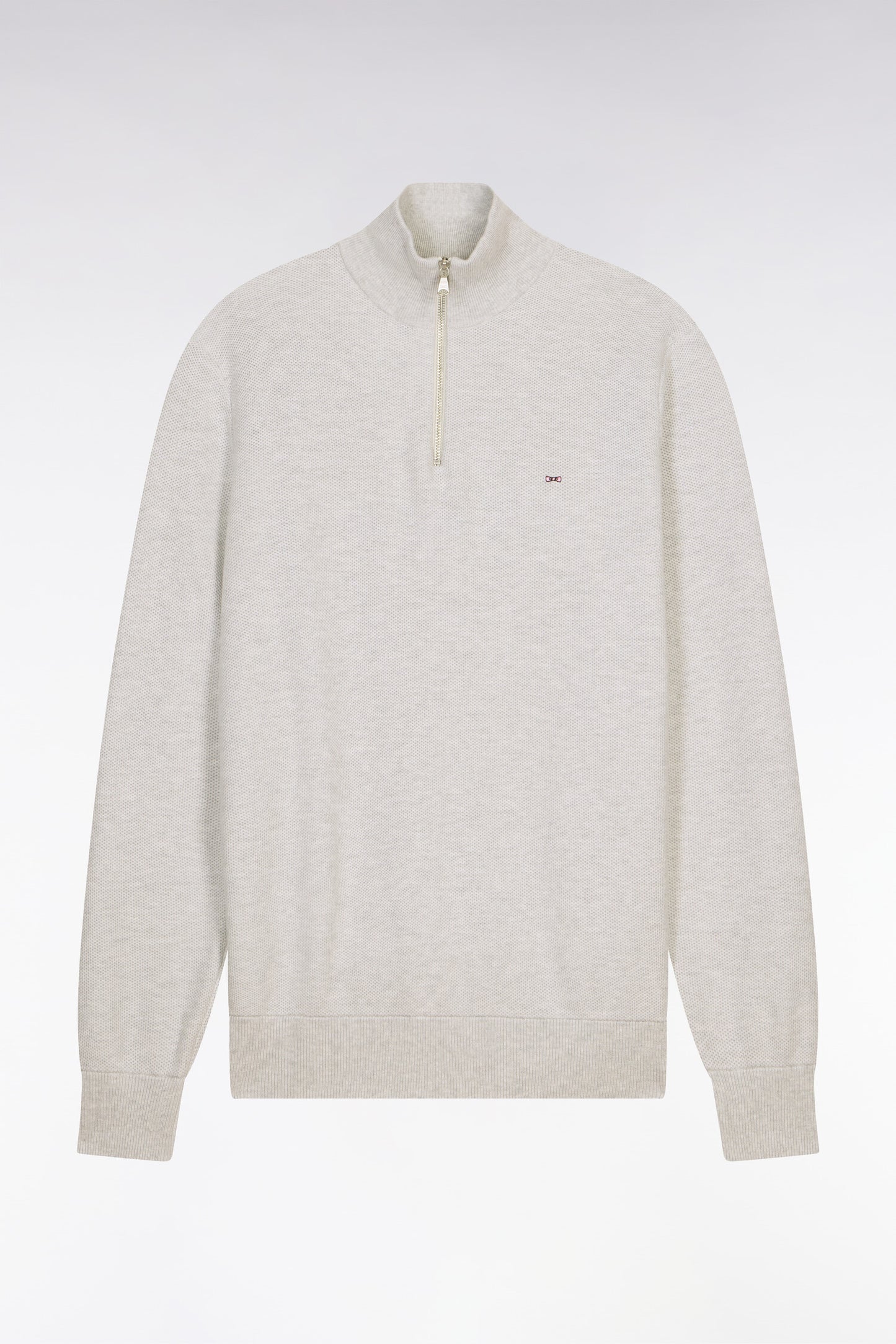 Light gray cotton trucker neck sweater