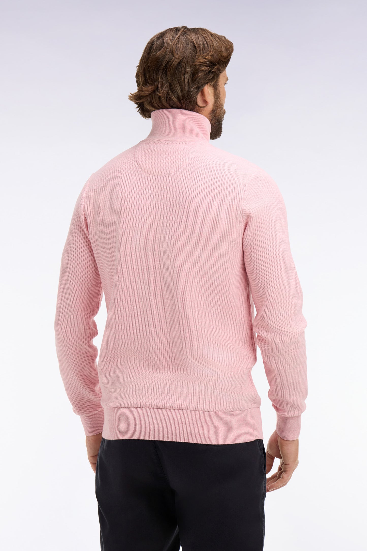 Pink cotton trucker neck sweater