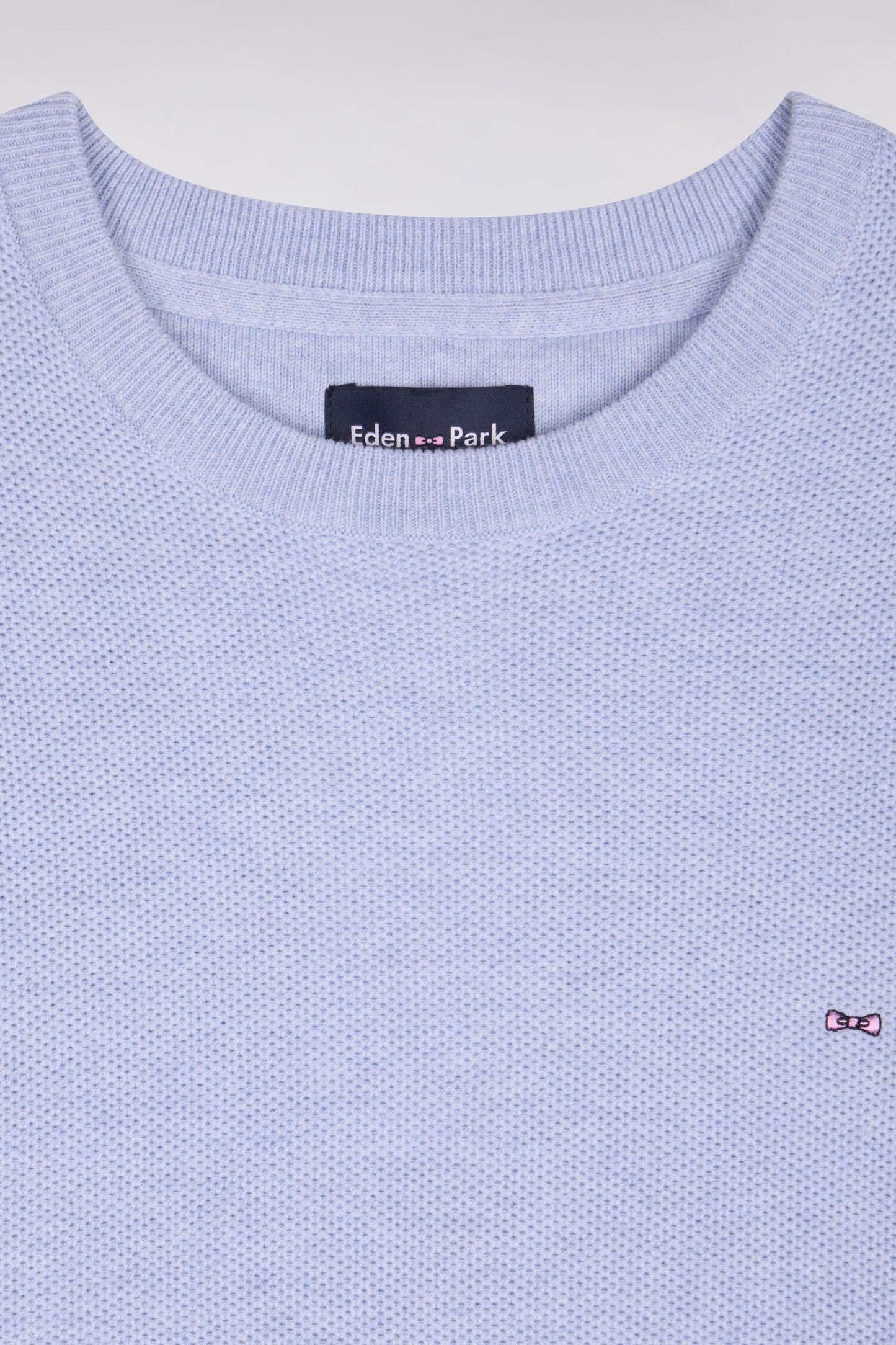 Pull col rond en coton ciel