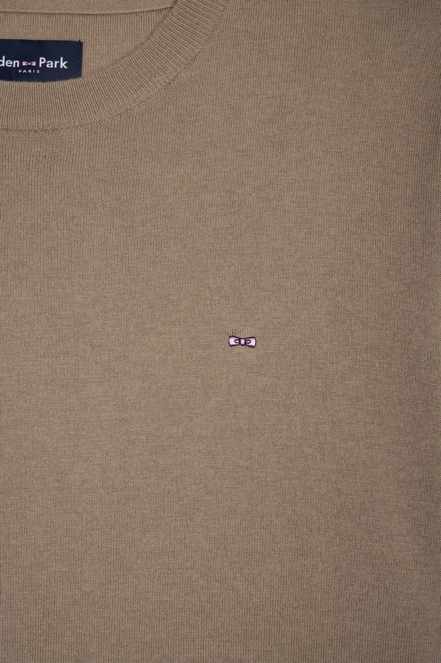 Pull col rond en coton et soie mélangés beige