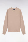 Pull col rond en coton et lyocell mélangés beige