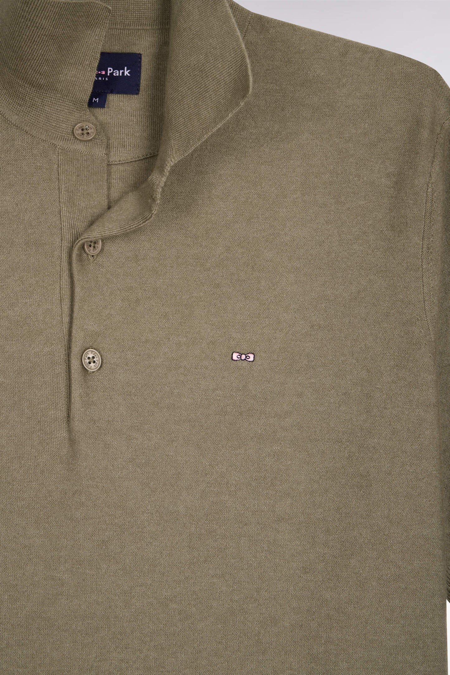 Short-sleeved polo collar sweater in brown cotton and lyocell blend