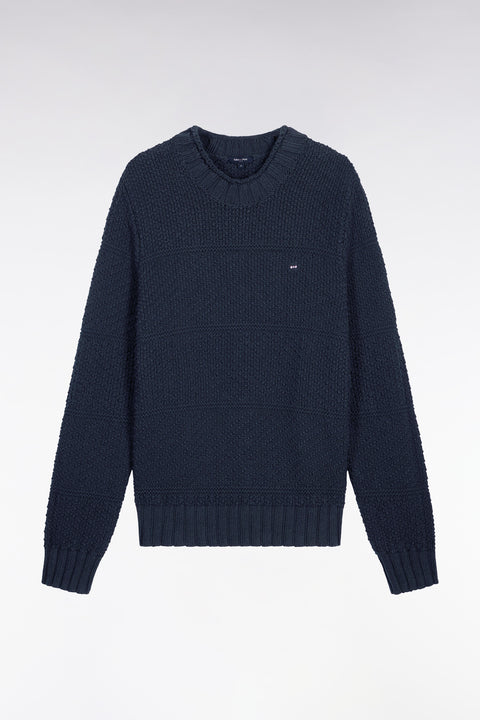 Pull col montant en lin et coton marine - Image 2