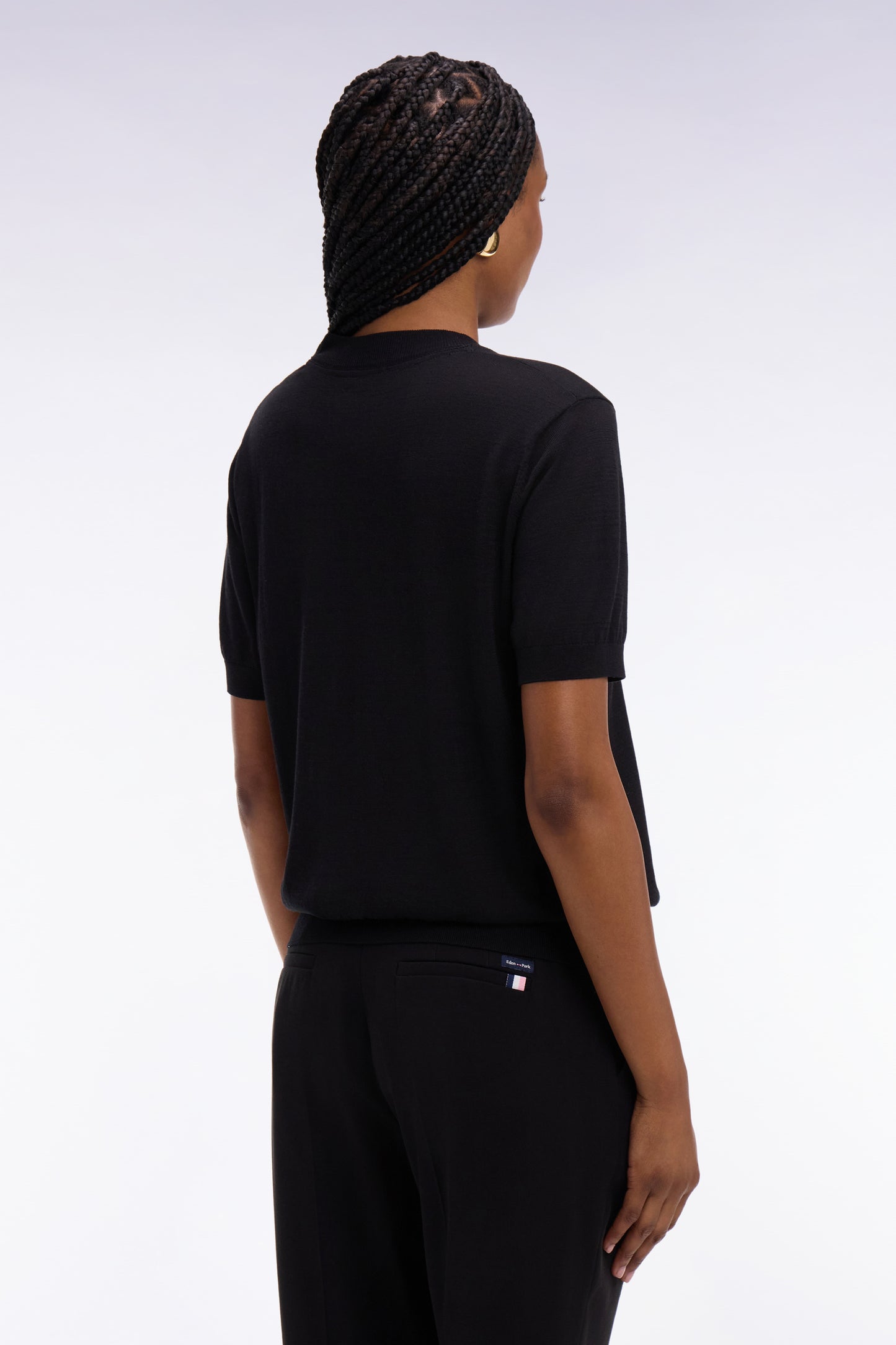 Black regular-fit short-sleeved sweater