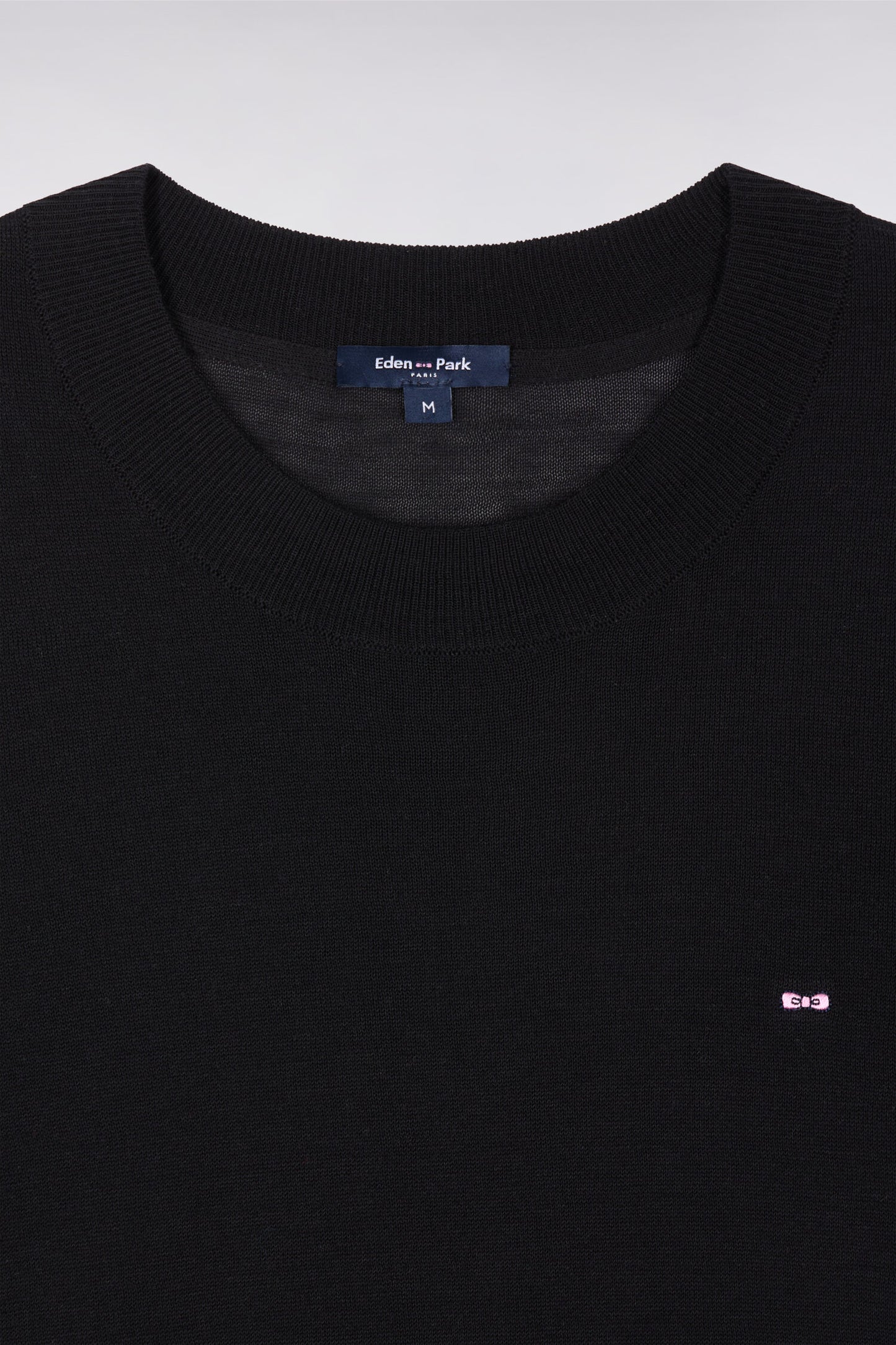 Black regular-fit short-sleeved sweater