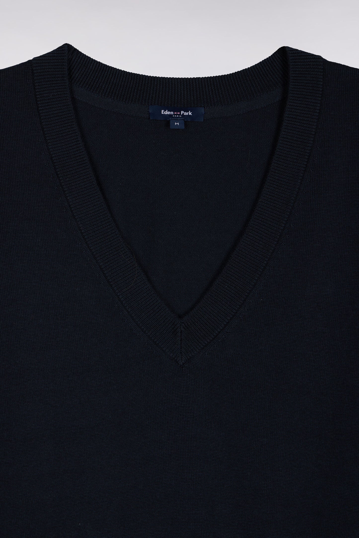 Pull-over à col V en coton marine coupe oversized