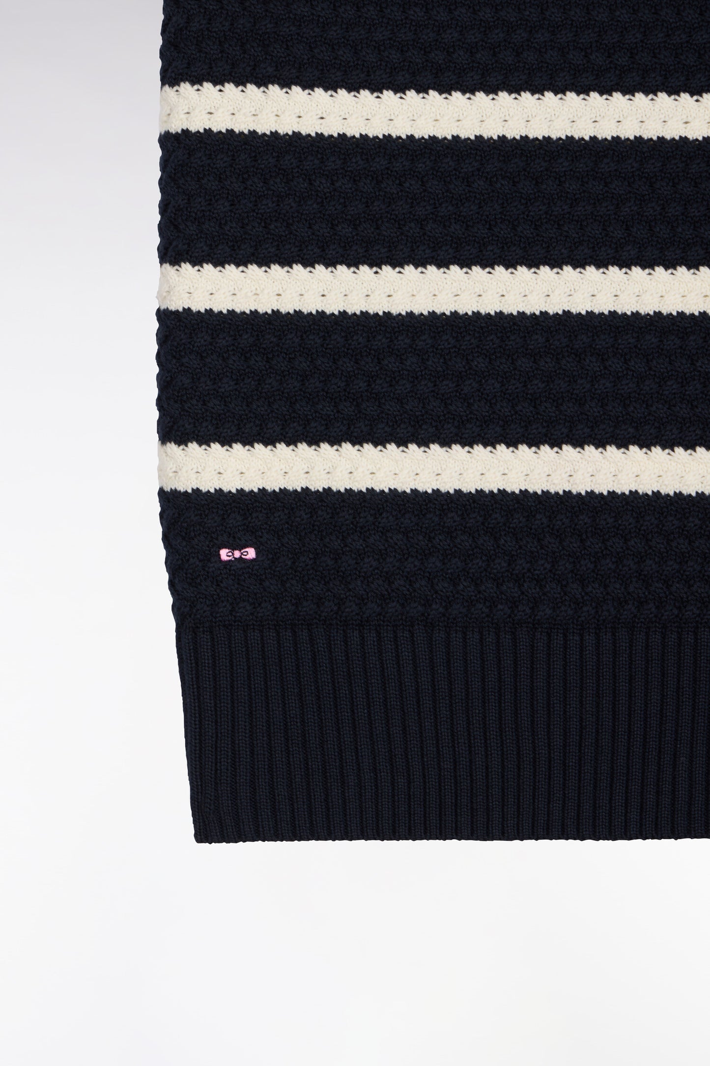 Sleeveless sailor sweater in navy braided cotton