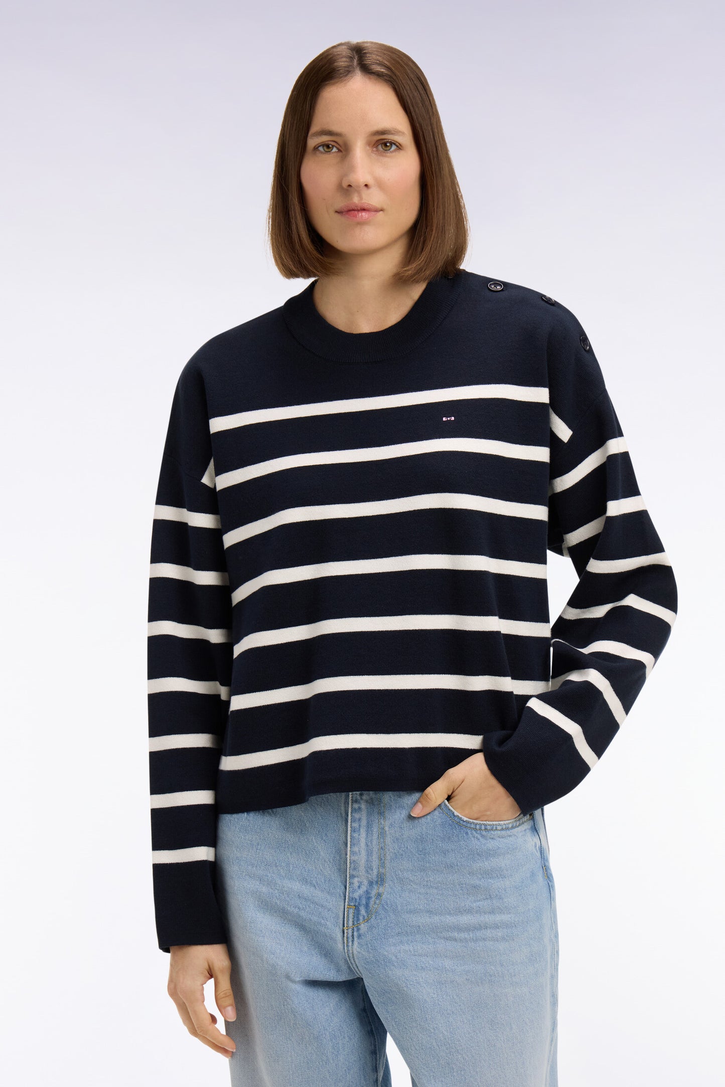 Milano navy cotton sailor sweater oversized cut