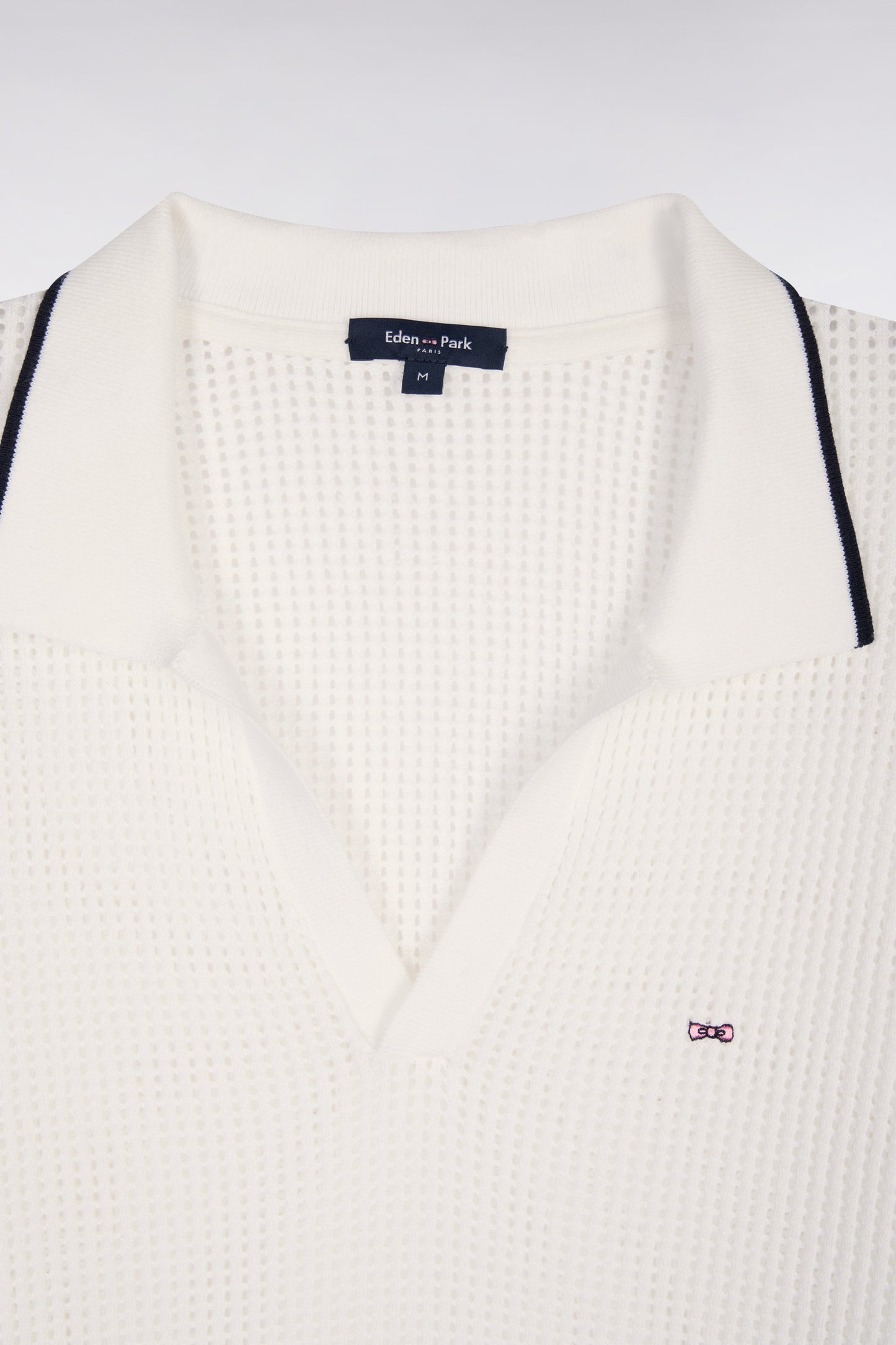 White cotton polo collar sweater