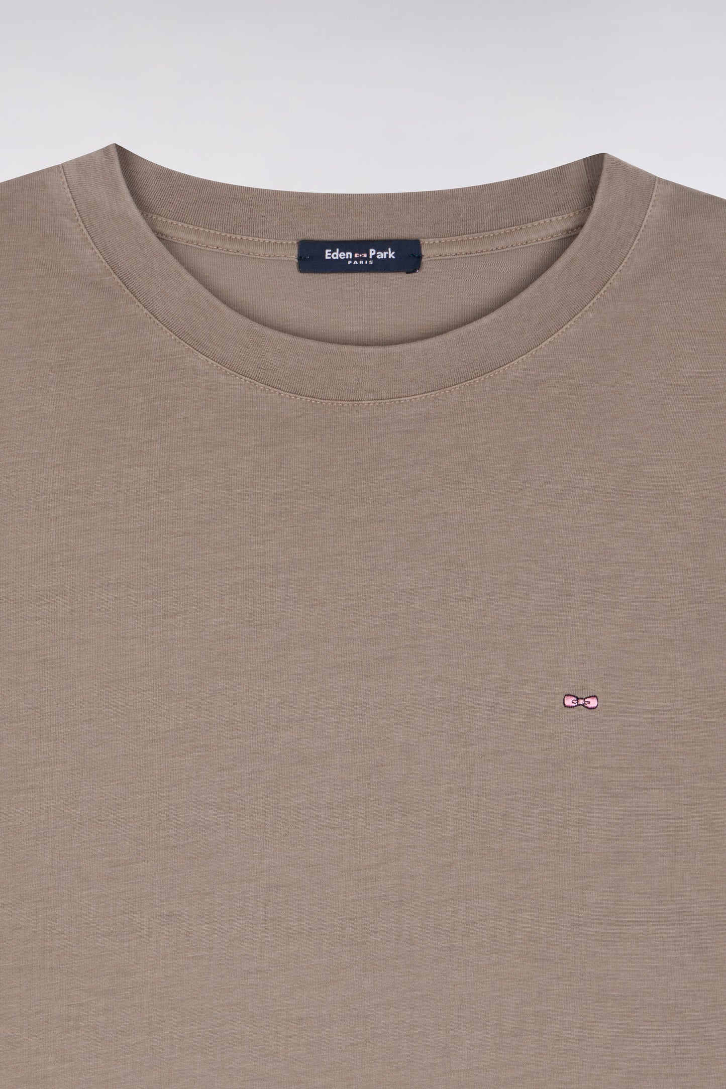 Beige straight cut lyocell and cotton T-shirt dress