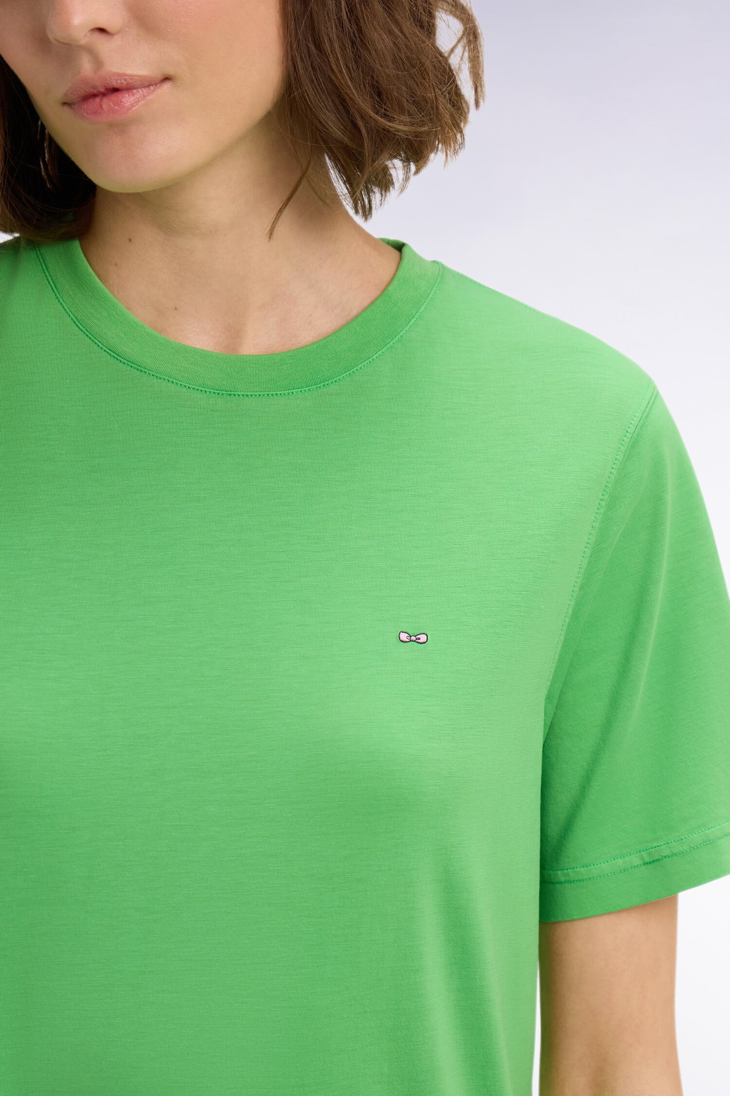 Green straight cut lyocell and cotton T-shirt dress