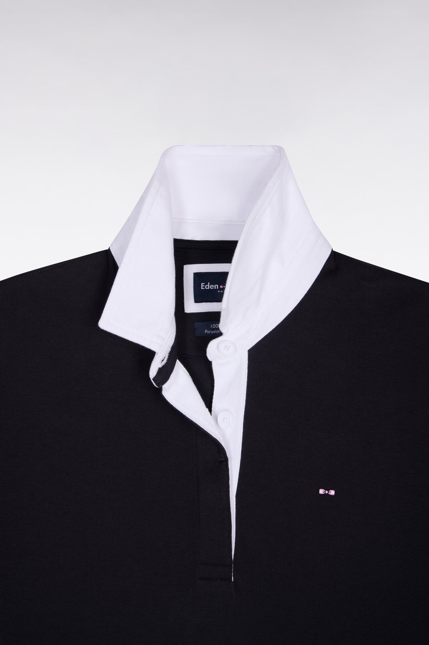 Robe polo en coton marine à col blanc