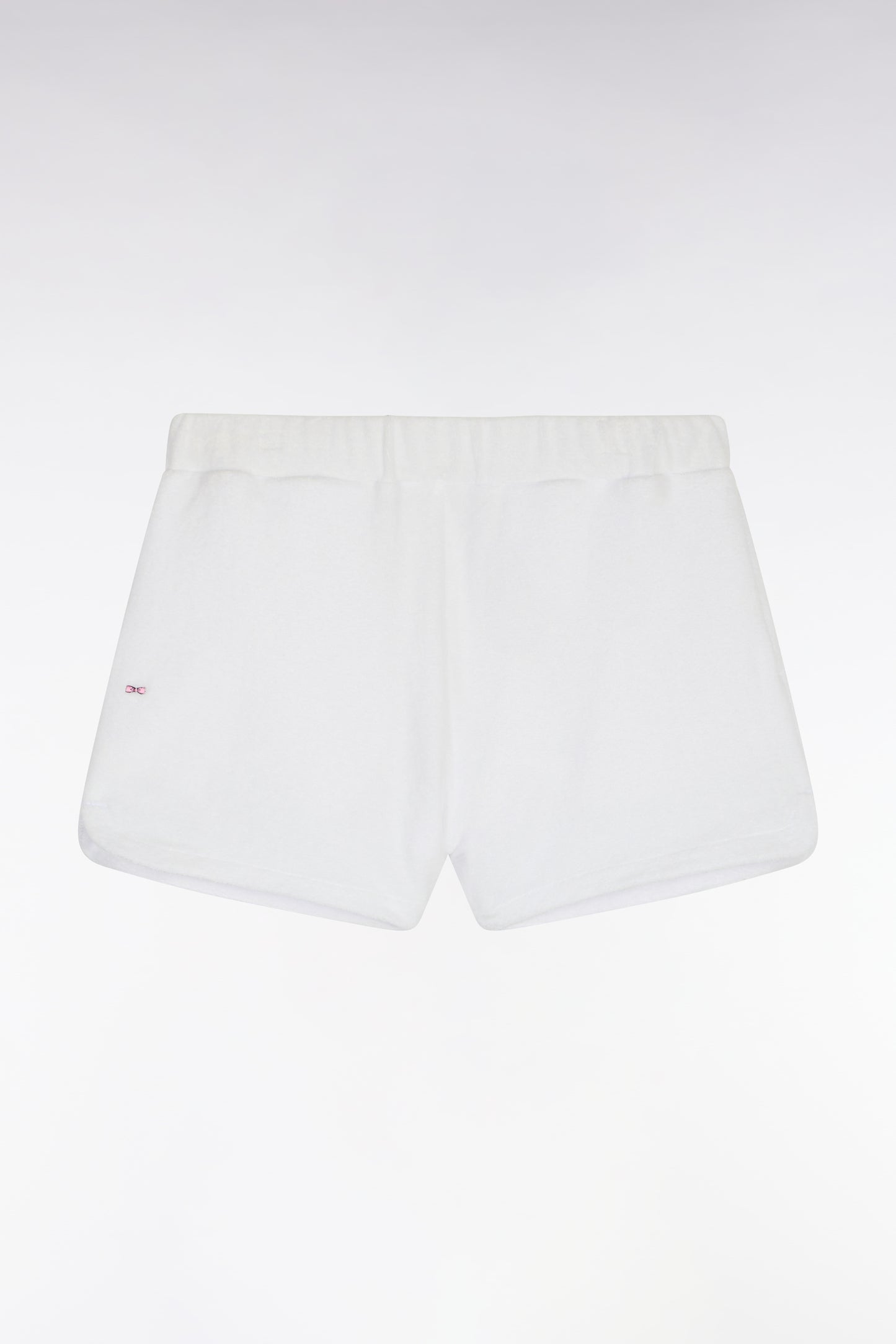 Regular fit white terrycloth elasticated waist shorts