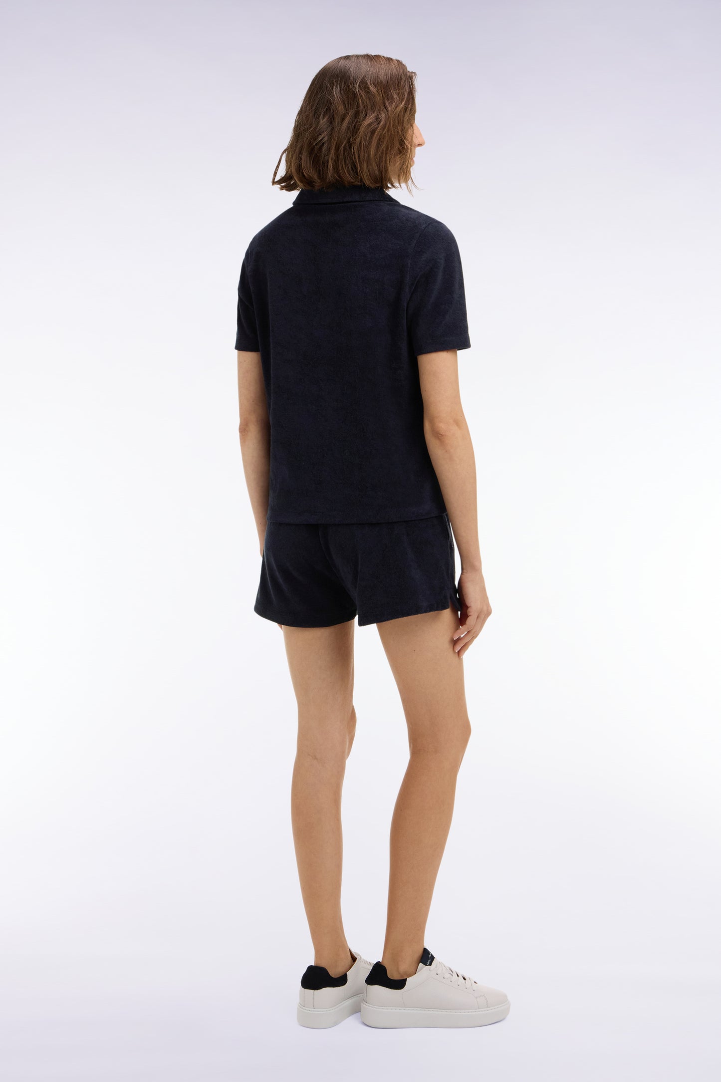 Regular fit navy terrycloth elasticated waist shorts