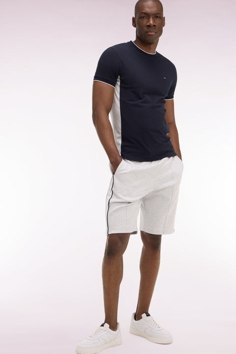 Short en interlock à découpes gris et blanc - Image 1