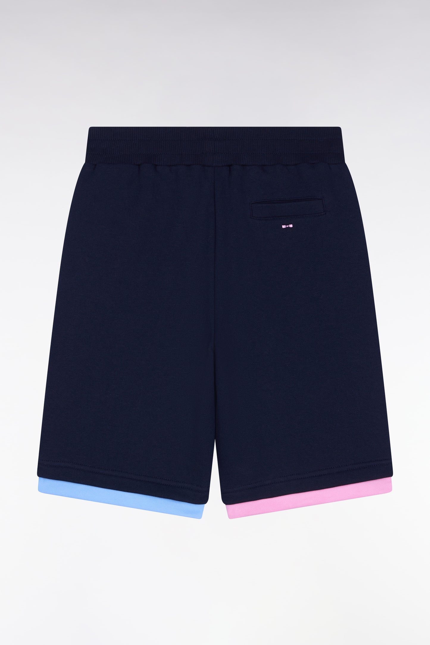 Two-tone navy cotton fleece shorts