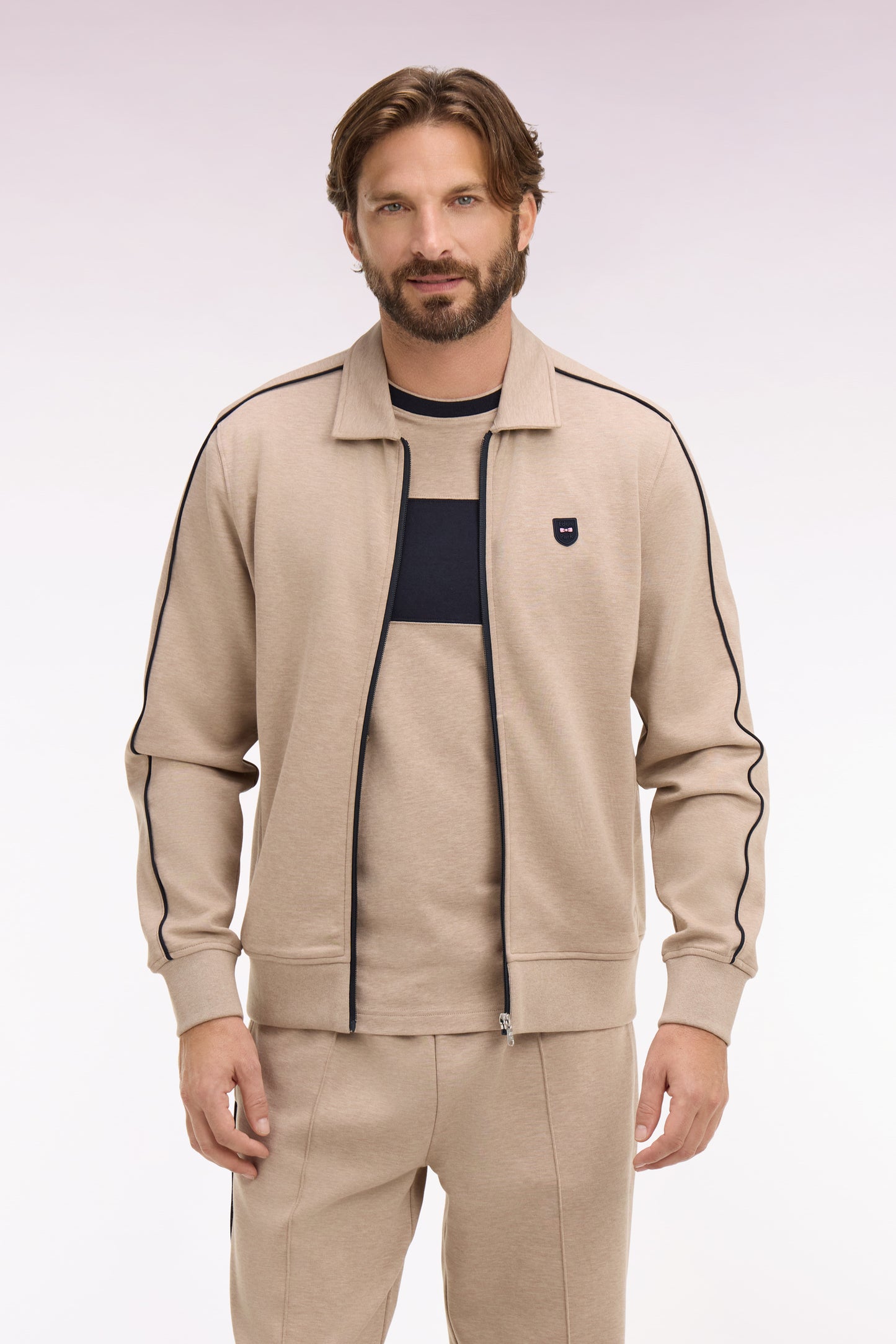 Sweatshirt blouson en molleton beige