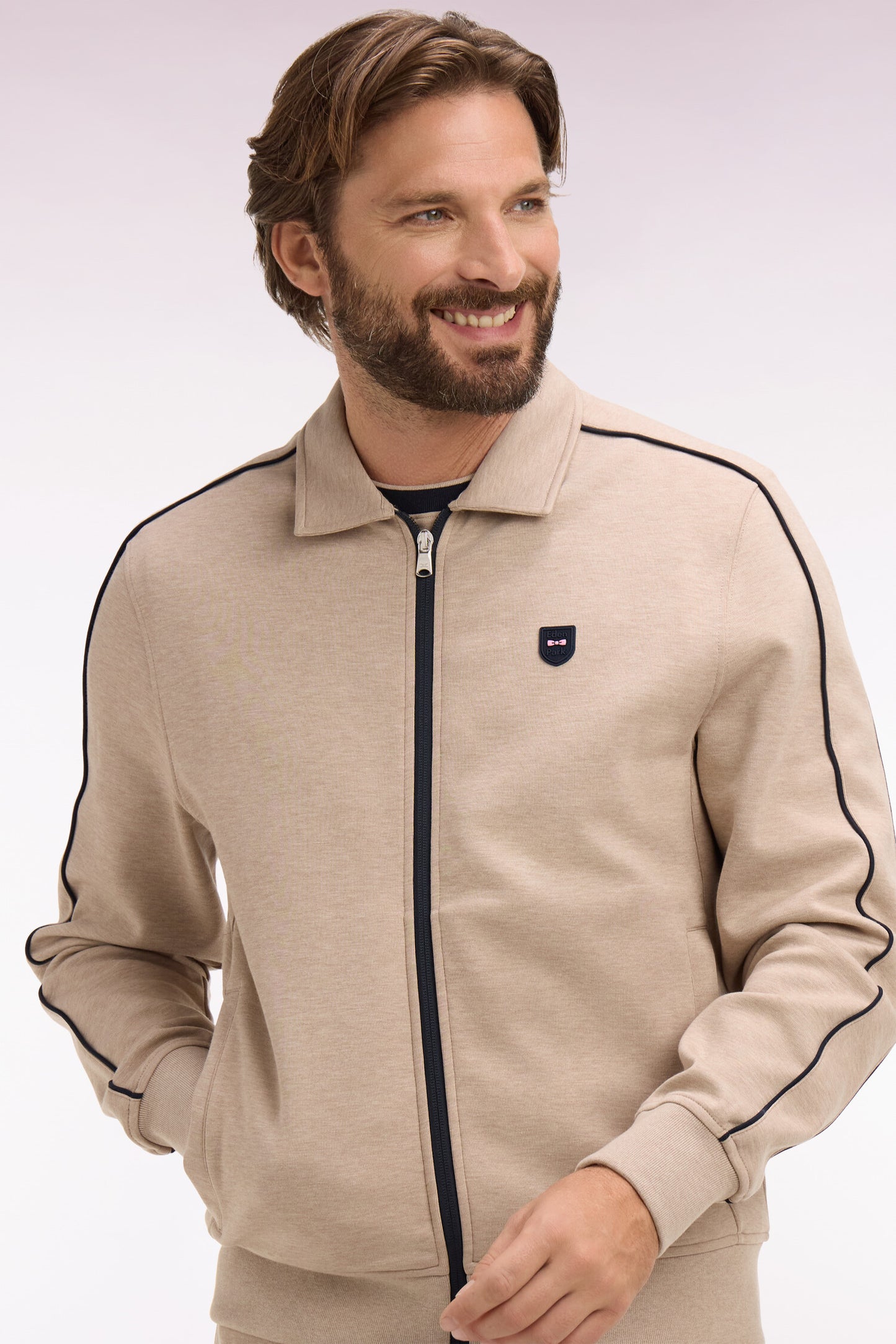 Sweatshirt blouson en molleton beige