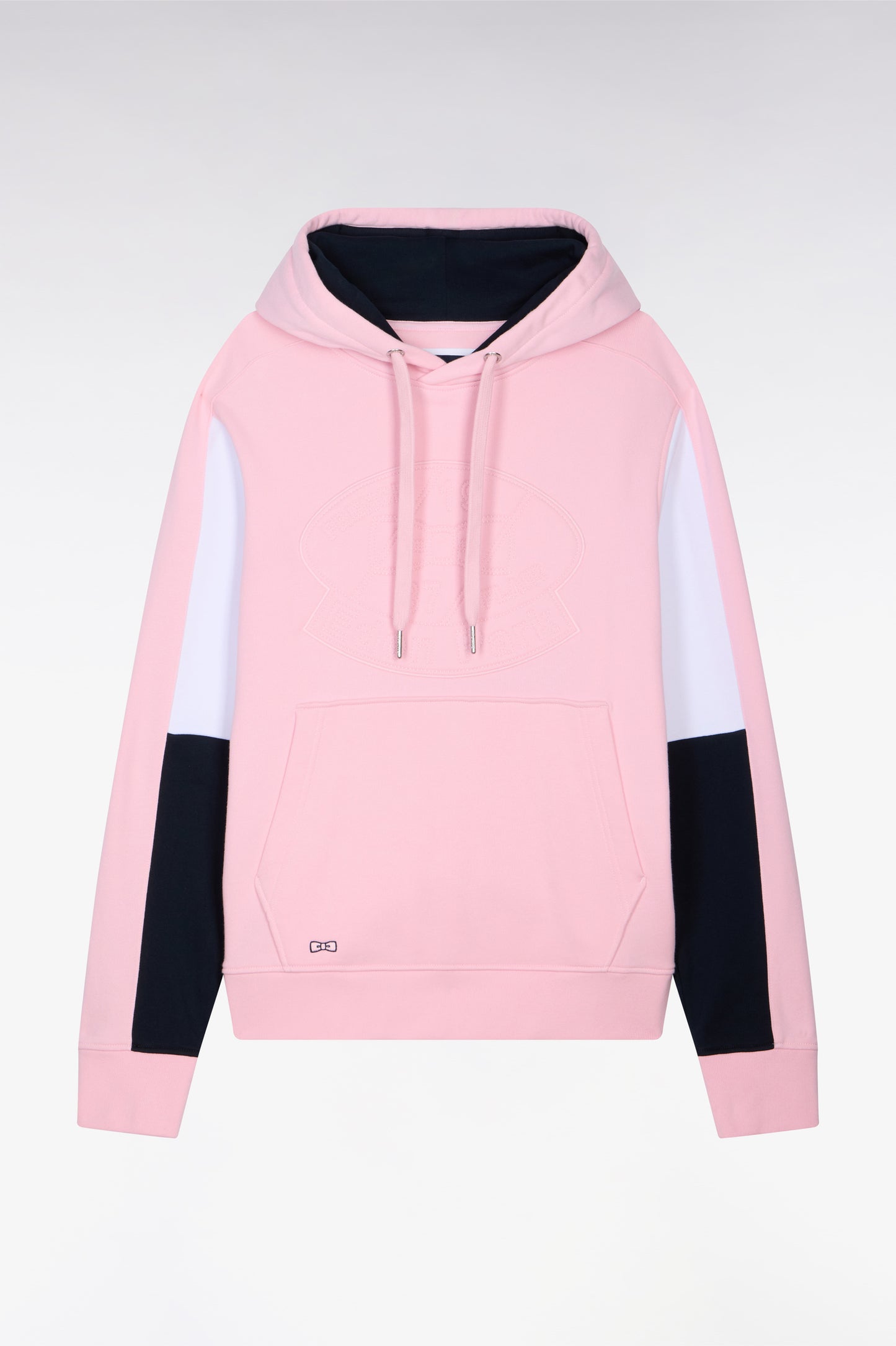 Sweatshirt à capuche en molleton coton rose brodé